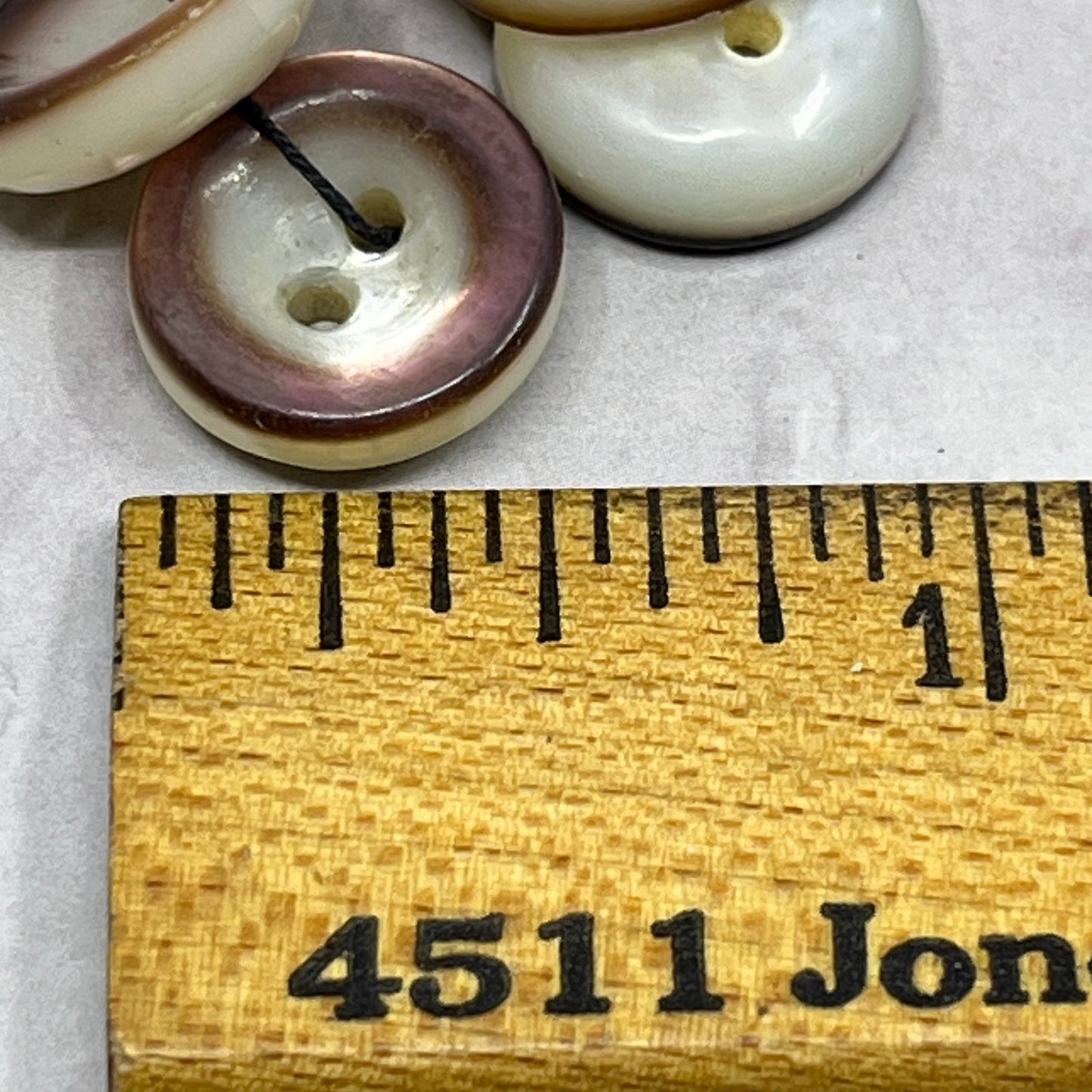 Vintage Lot of 6 Pearlescent Dark Chocolate Rim 1/2 Buttons SE2