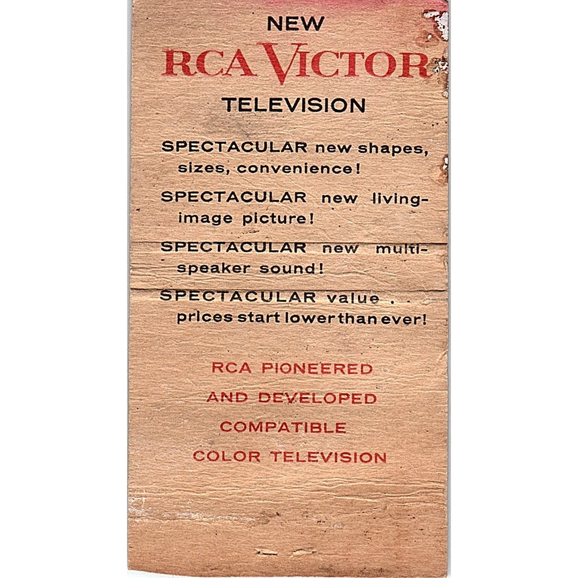 Davis-McLaughlin Inc River Falls WI RCA Victor TV Vintage Matchbook Cover SC7-Y3