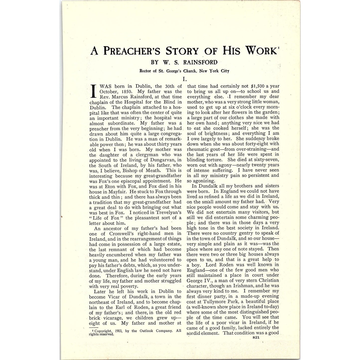 Rev. W.S. Rainsford D.D. Photo by Henry Hoyt Moore 1903 AG3-7