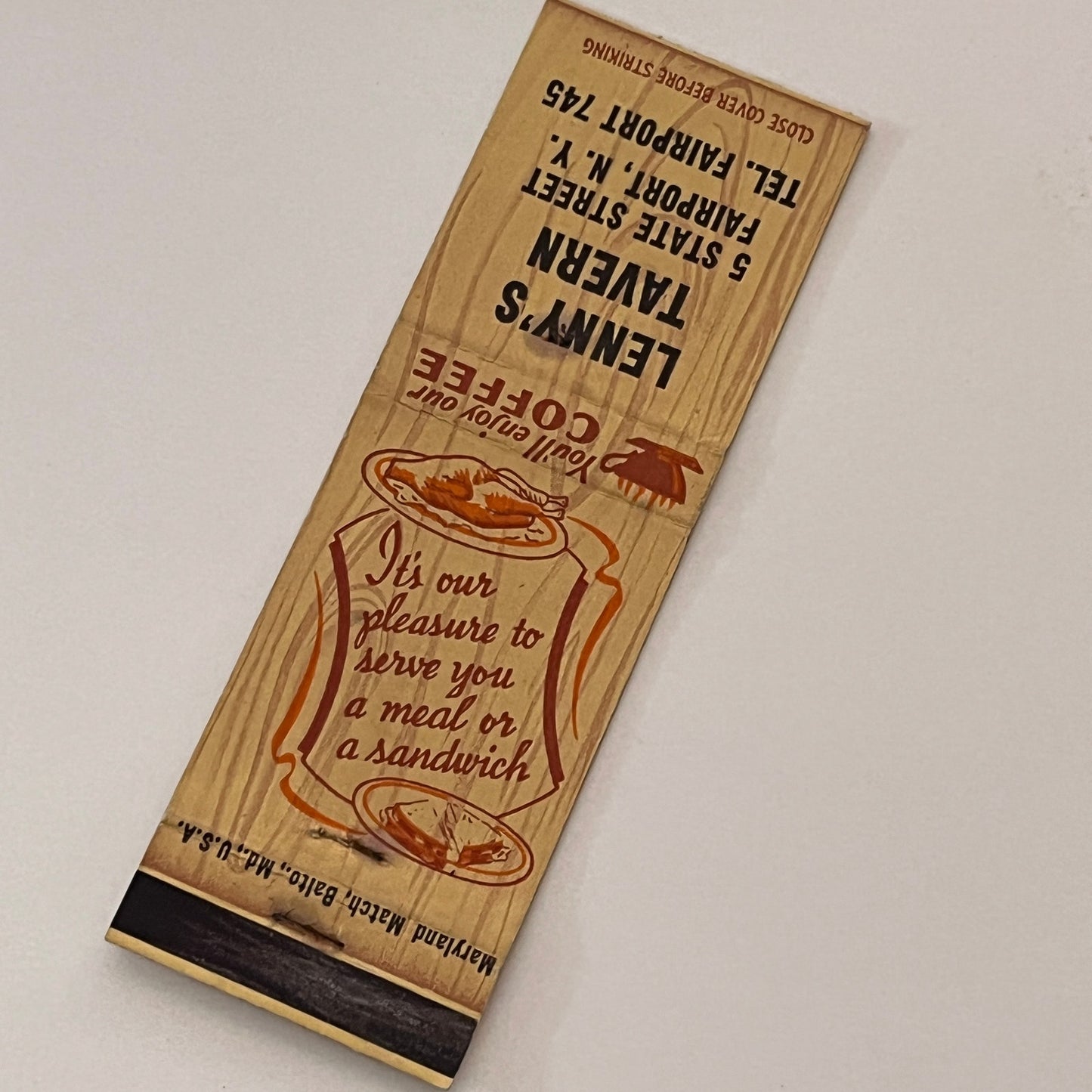 Lenny's Tavern Fairport NY Vintage Matchbook Cover TB6-MB2-2