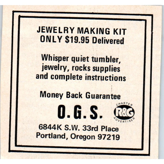 O.G.S. Jewelry Making Kit Portland Oregon 1971 Magazine Ad AD8-R9