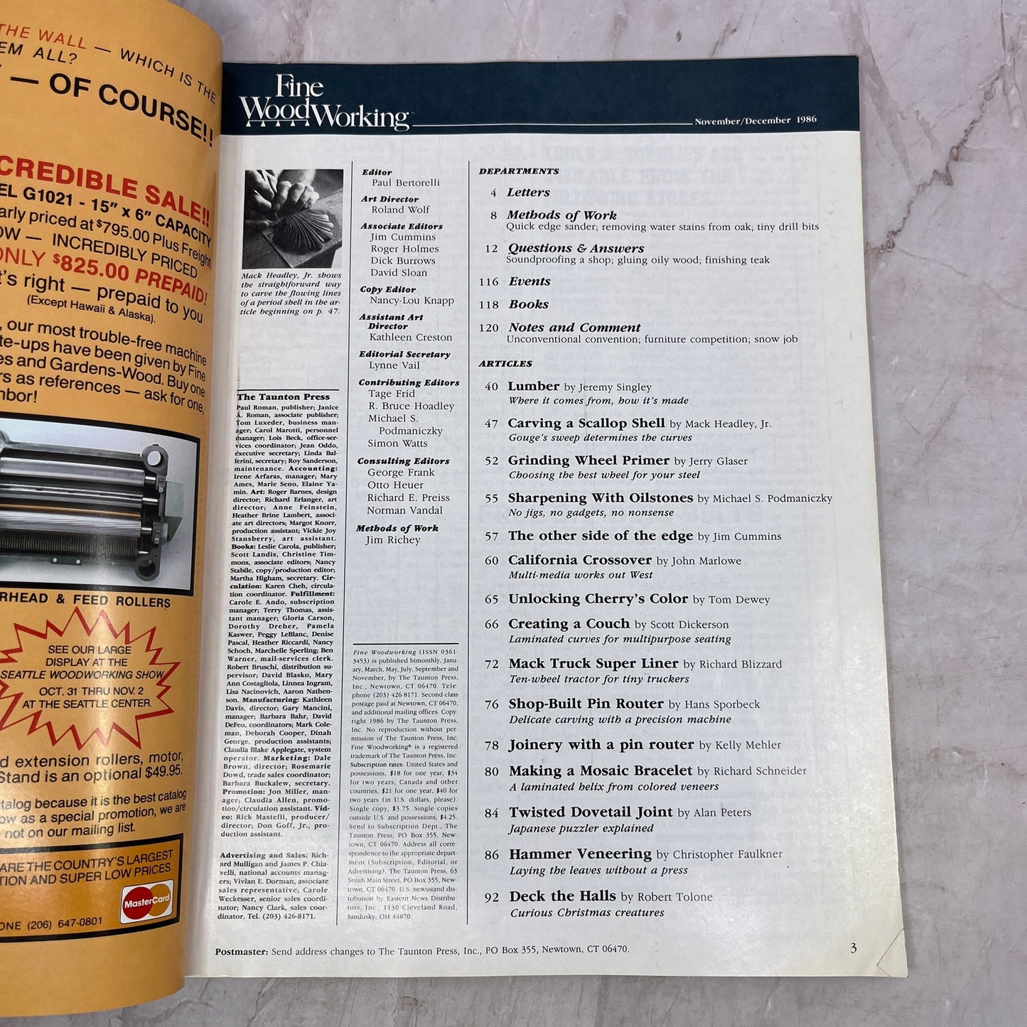 Shell Carving - Nov/Dec 1986 No 61 - Taunton's Fine Woodworking Magazine M32