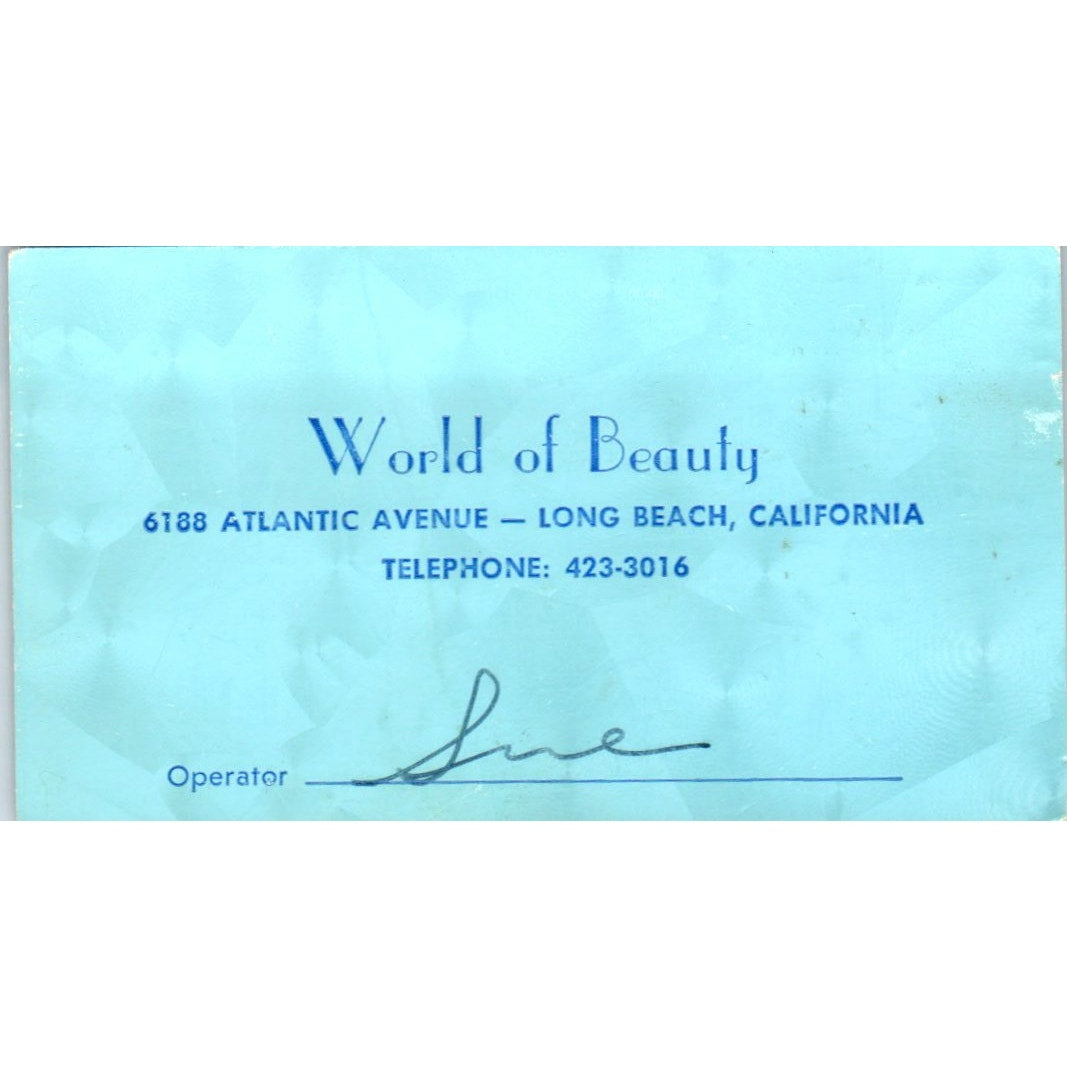 World of Beauty Long Beach California Vintage Business Card SD8-B10