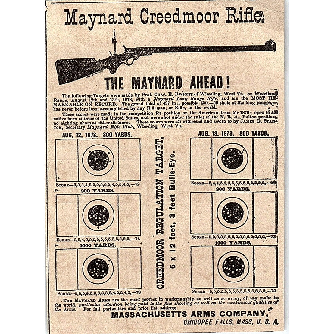 Maynard Creedmoor Rifle Massachusetts Arms Company Chicopee Falls 1878 AG2-M13