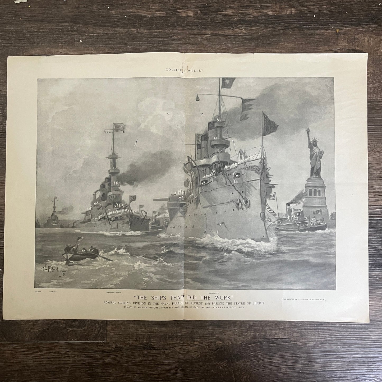 Admiral Schley's Division in Naval Parade 1898 Fold Out Art Print V32-2
