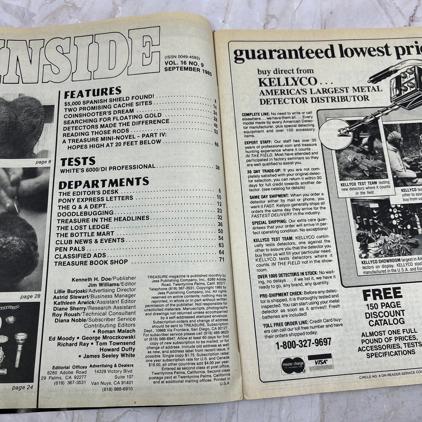 1985 Sept - Treasure Magazine - Treasure Hunting Metal Detecting Gold Coins M10