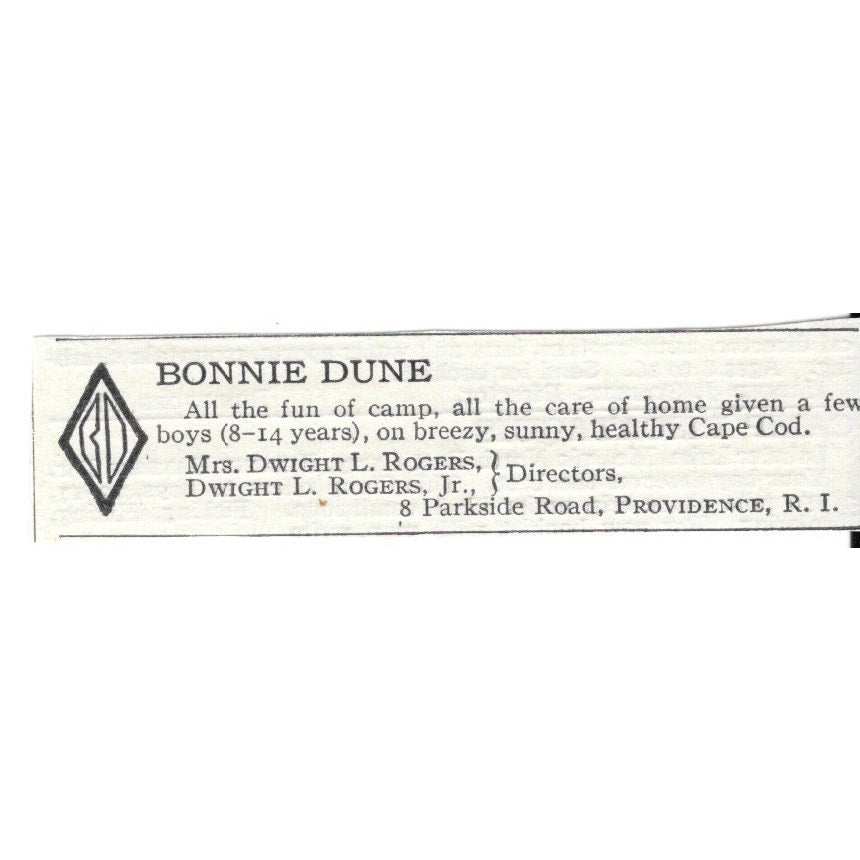 Bonnie Dune Providence RI Mrs. Dwight L. Rogers c1920 Harper's Ad AG4-S7