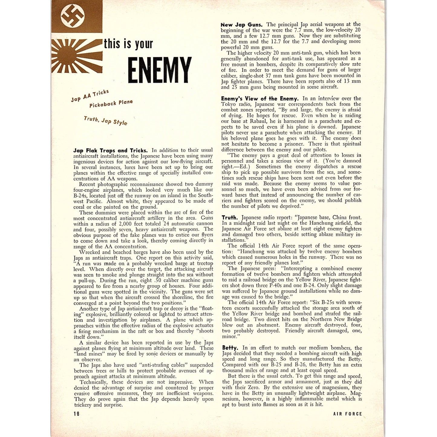 Japanese Flak Traps and Tricks 1944 WWII Article AG2-4