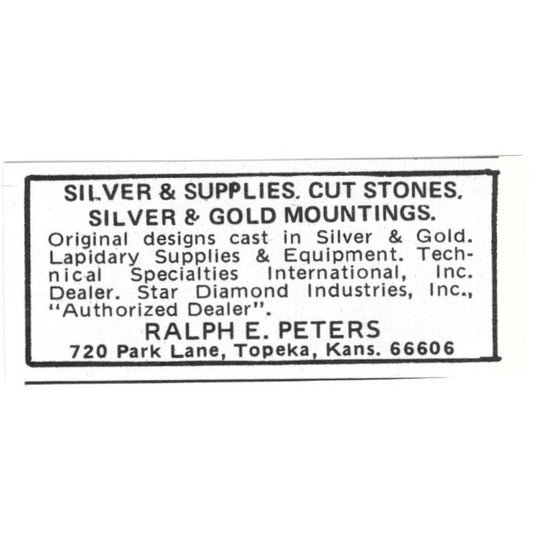 Ralph E. Peters Silver & Supplies Topeka Kansas 1971 Magazine Ad AD8-O3