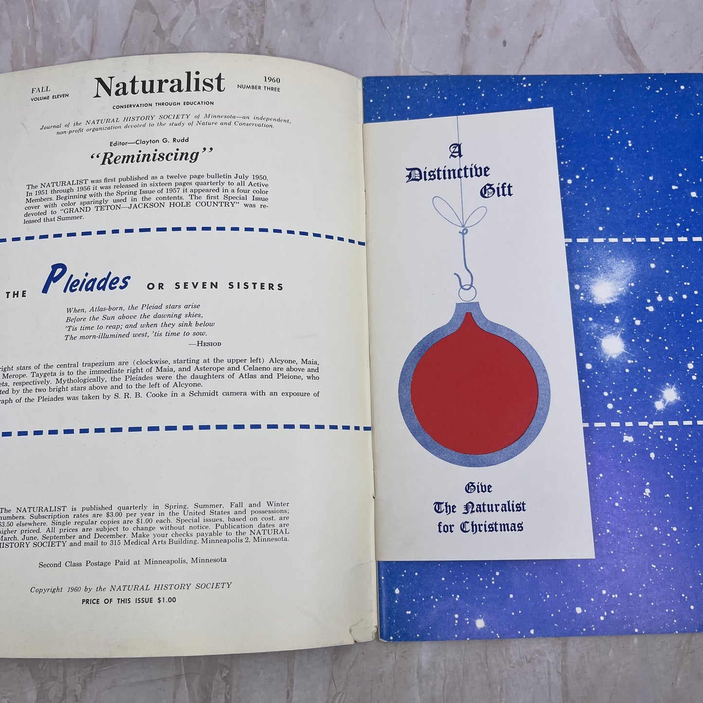 1960 Fall - Naturalist Magazine - Reminiscing - Natural History Society M21