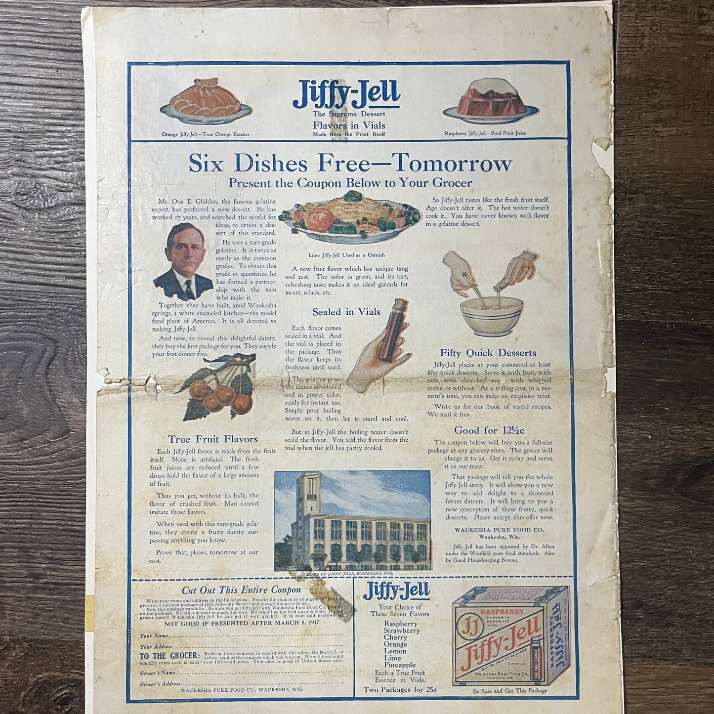 c1920 Jiffy-Jell The Supreme Dessert Gelatin Vintage Magazine Ad 11x14 V9