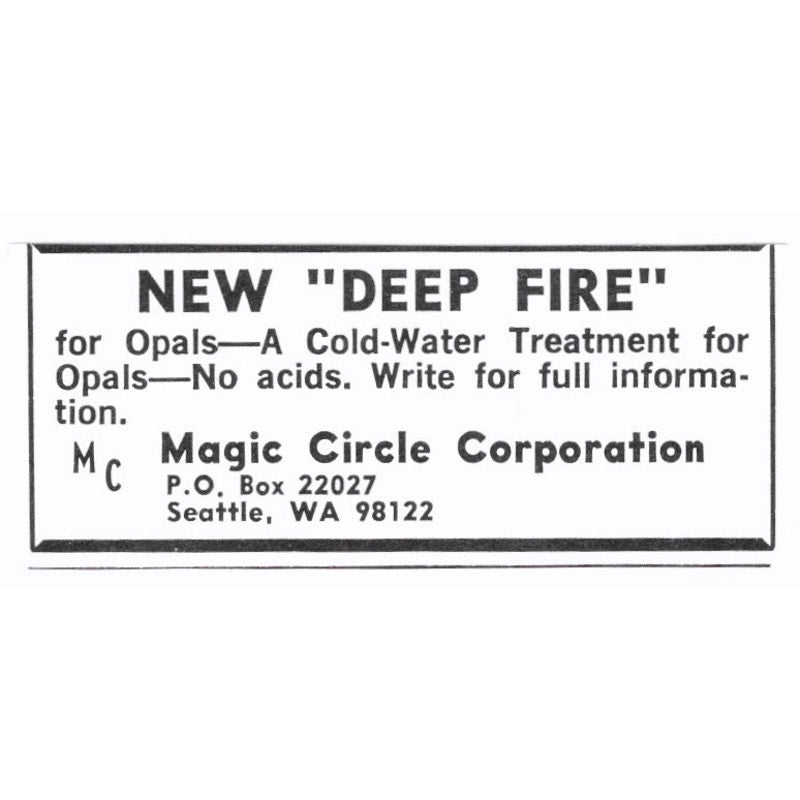 Magic Circle Corporation New Deep Fire Opals Seattle WA 1972 Ad AF8-S6