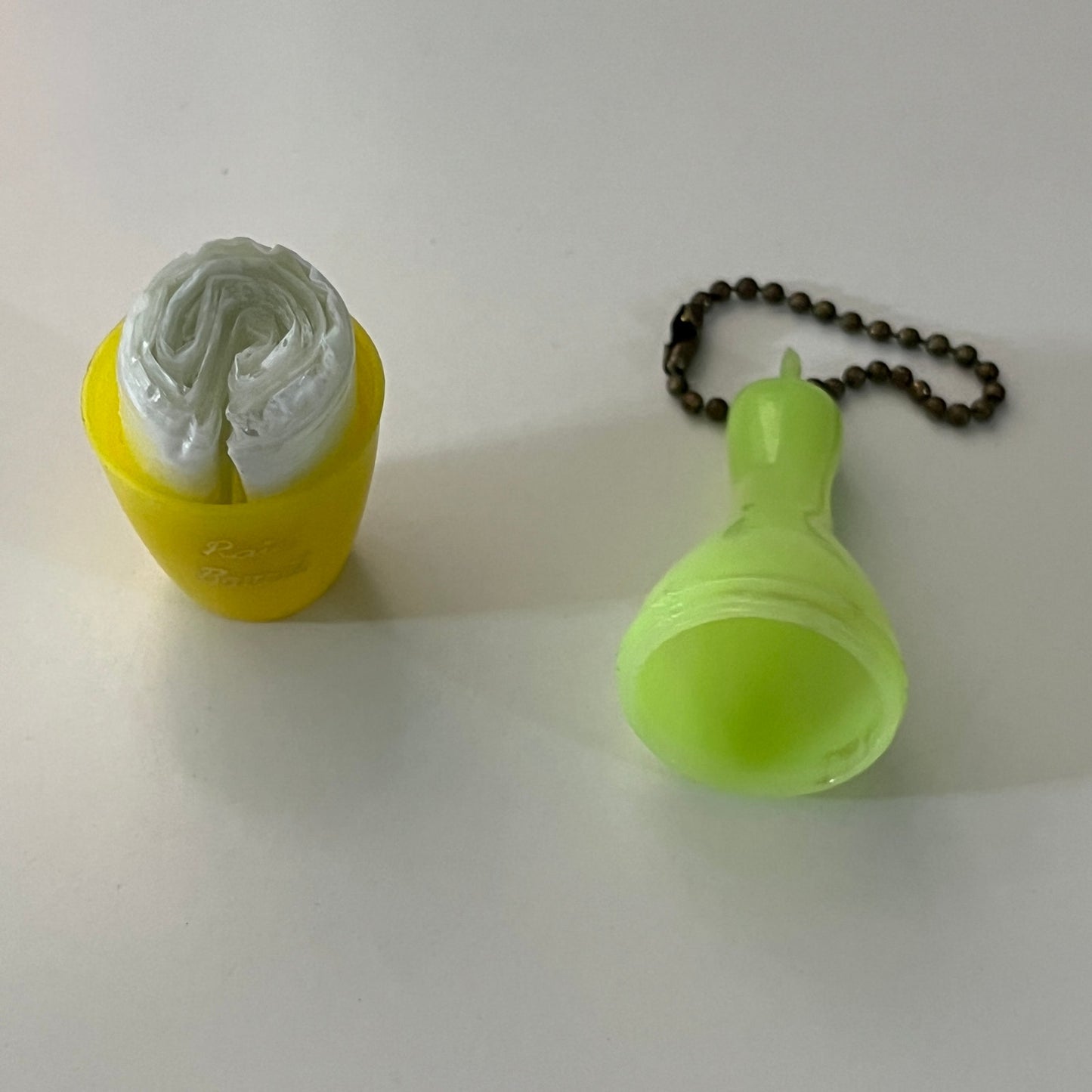Vintage Celluloid Purse Mini Rain Bonnet Bowling Pin Keychain TK3