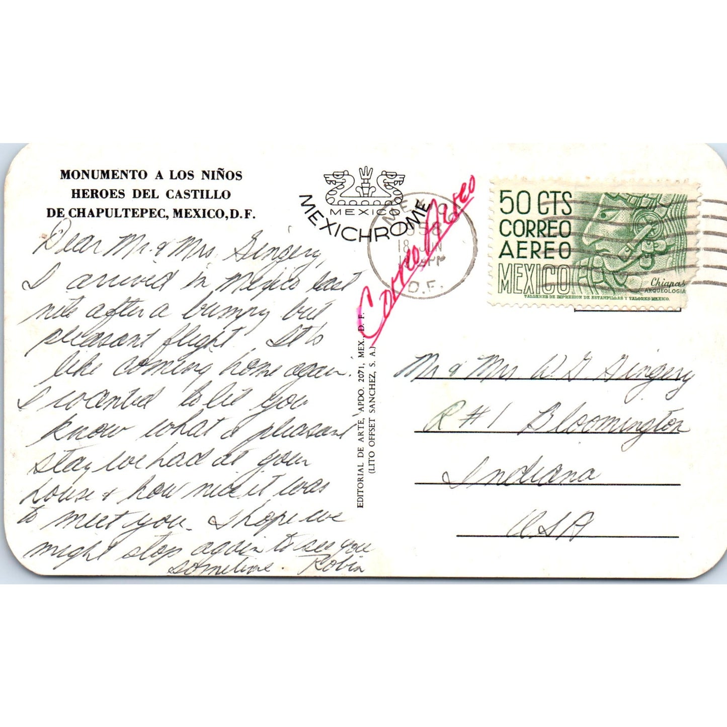 1958 Monumento Los Ninos Heroes Del Castillo De Chapultepec Mexico Postcard PE4