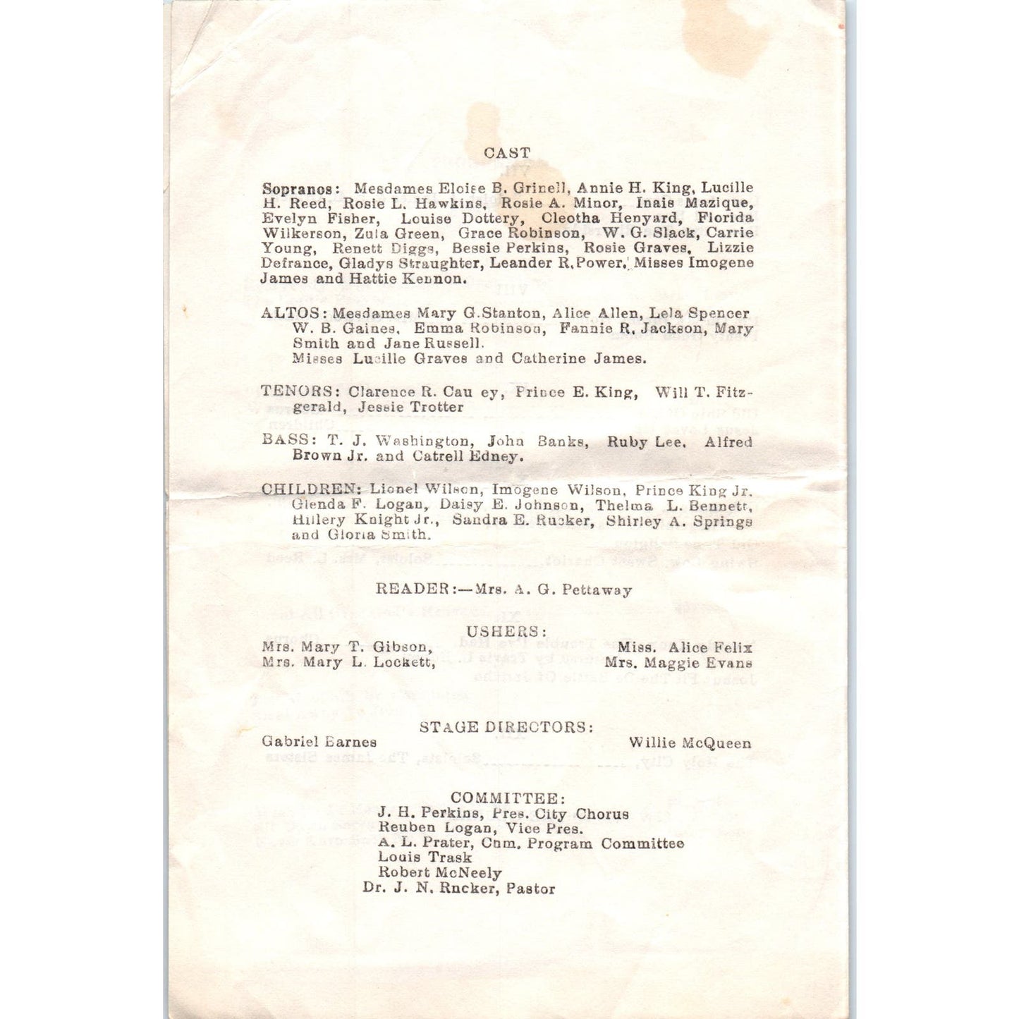 Rose Hill Baptist Church Program Highway to Heaven J.N. Rucker Natchez MS AE8