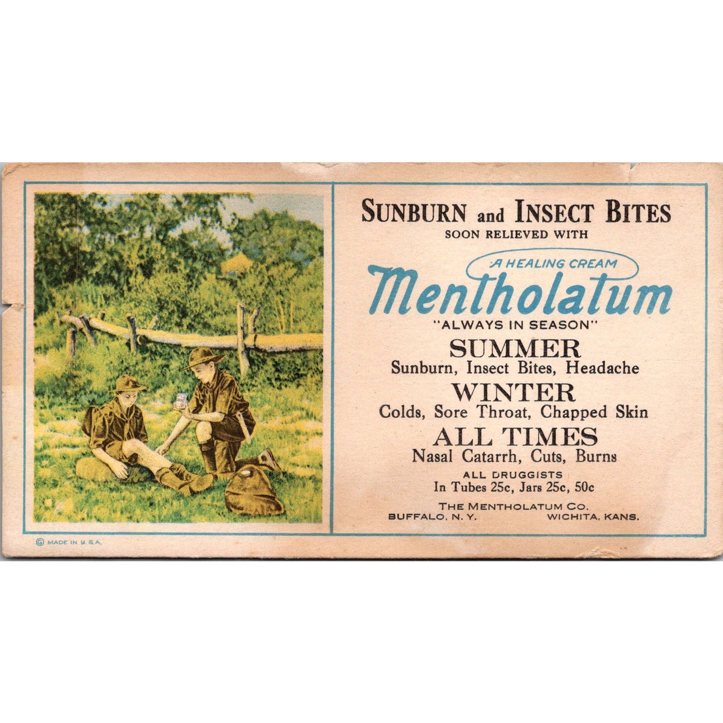 The Mentholatum Co Buffalo NY Wichita KS Antique Blotter Card AJ5-H3