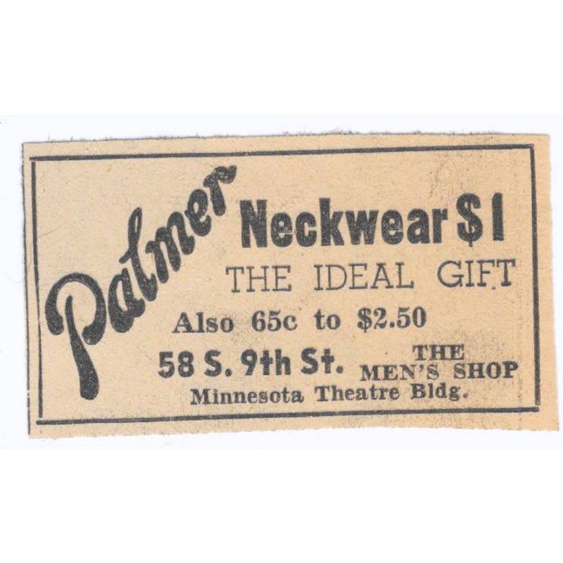 Palmer Neckwear Minnesota Theatre Building 1935 Minneapolis Journal Ad AE7-H3