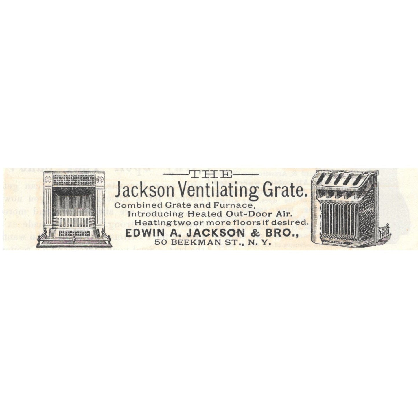 The Jackson Ventilating Grate Edwin A. Jackson & Bro c1890 Victorian Ad AE8-CH13