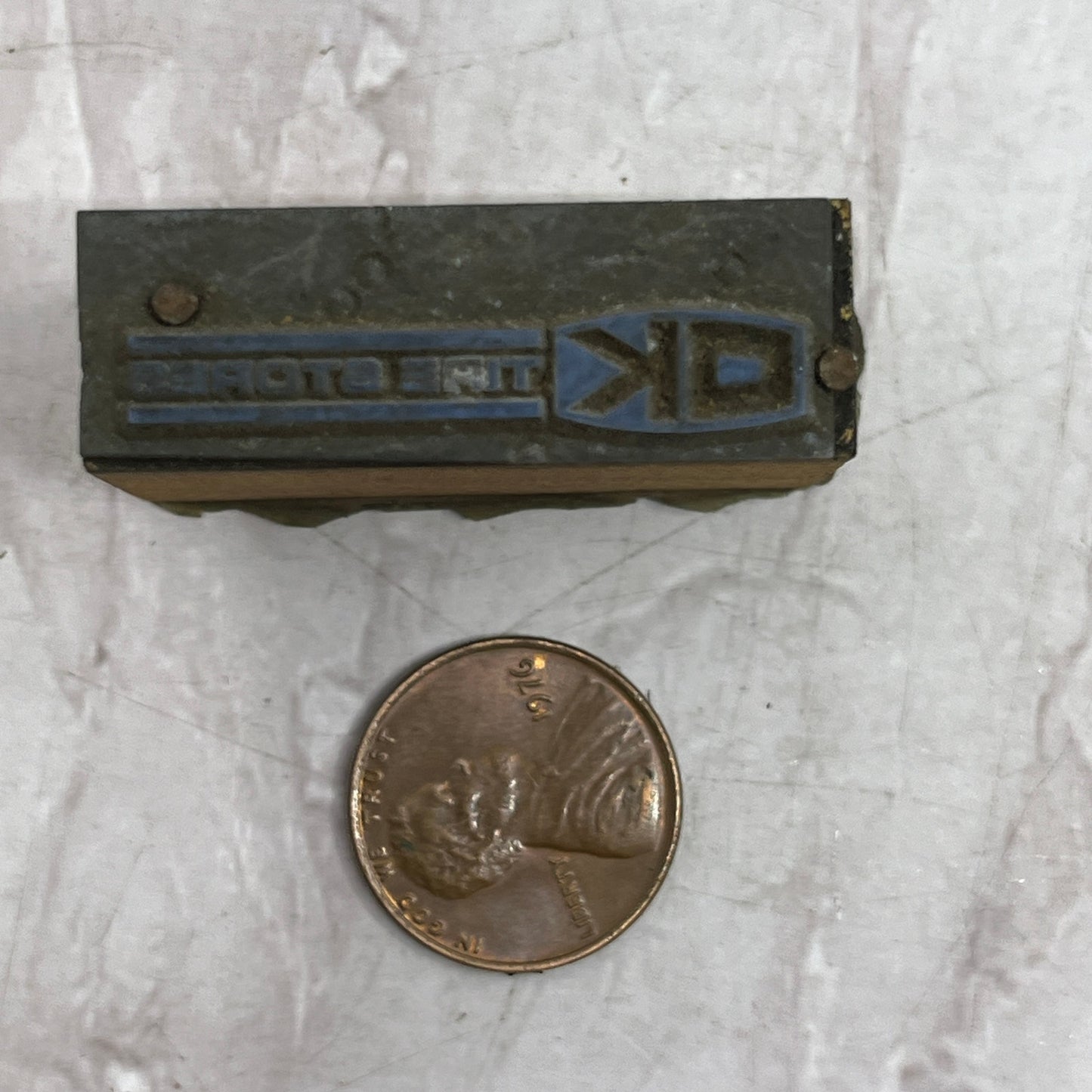 Retro OK Tire Stores Logo Vintage Letterpress Printers Block Plate SF5