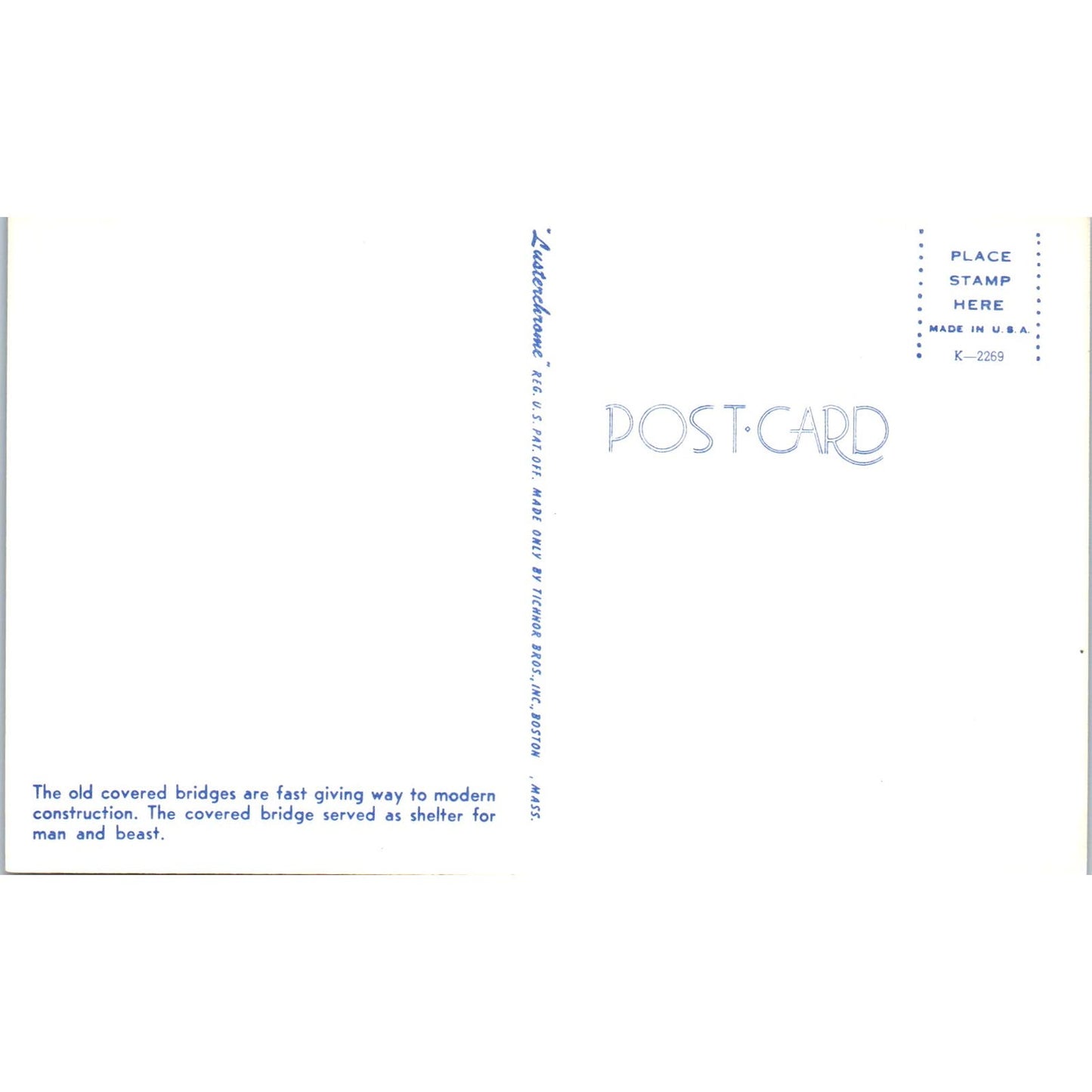 Old Covered Bridges Giving Way to Modern Construction Vintage Postcard PD6