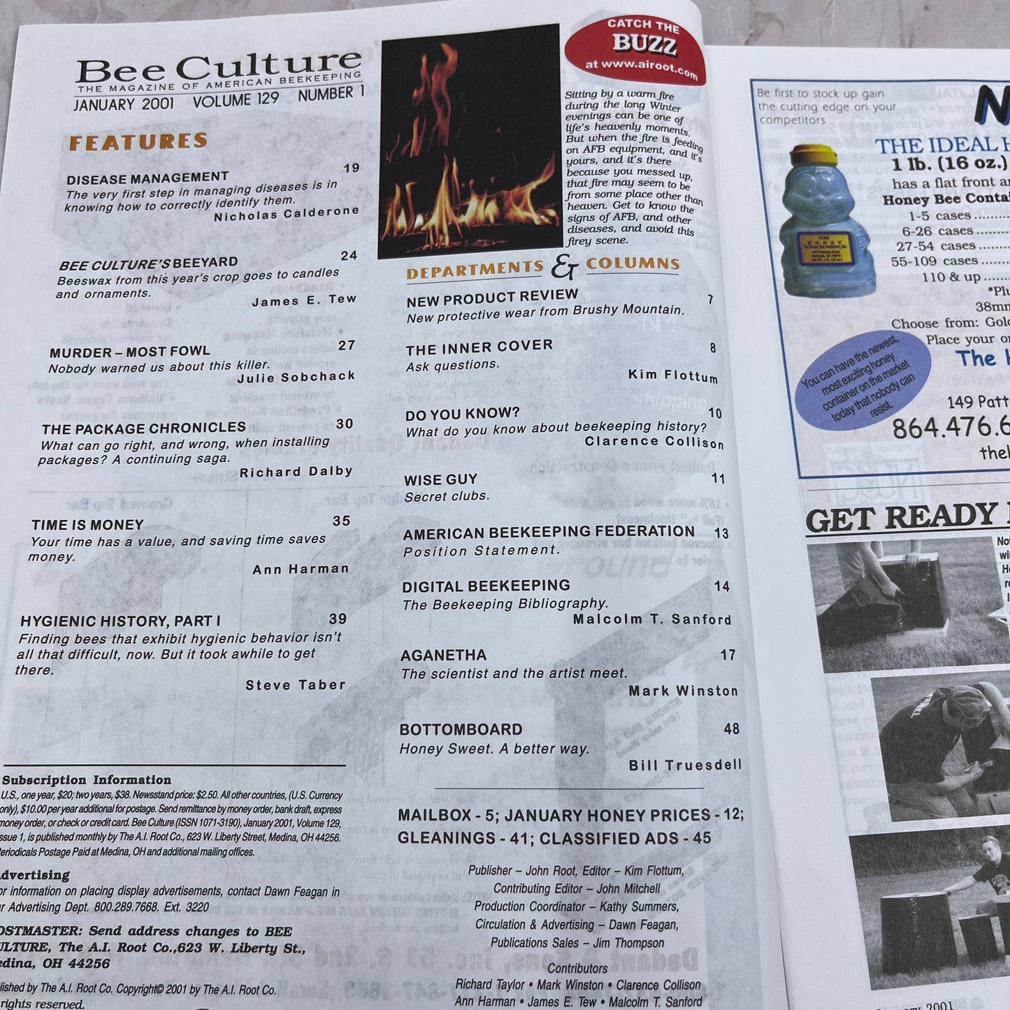 2001 Jan - Gleanings in Bee Culture Magazine - Bees Beekeeping Honey M32