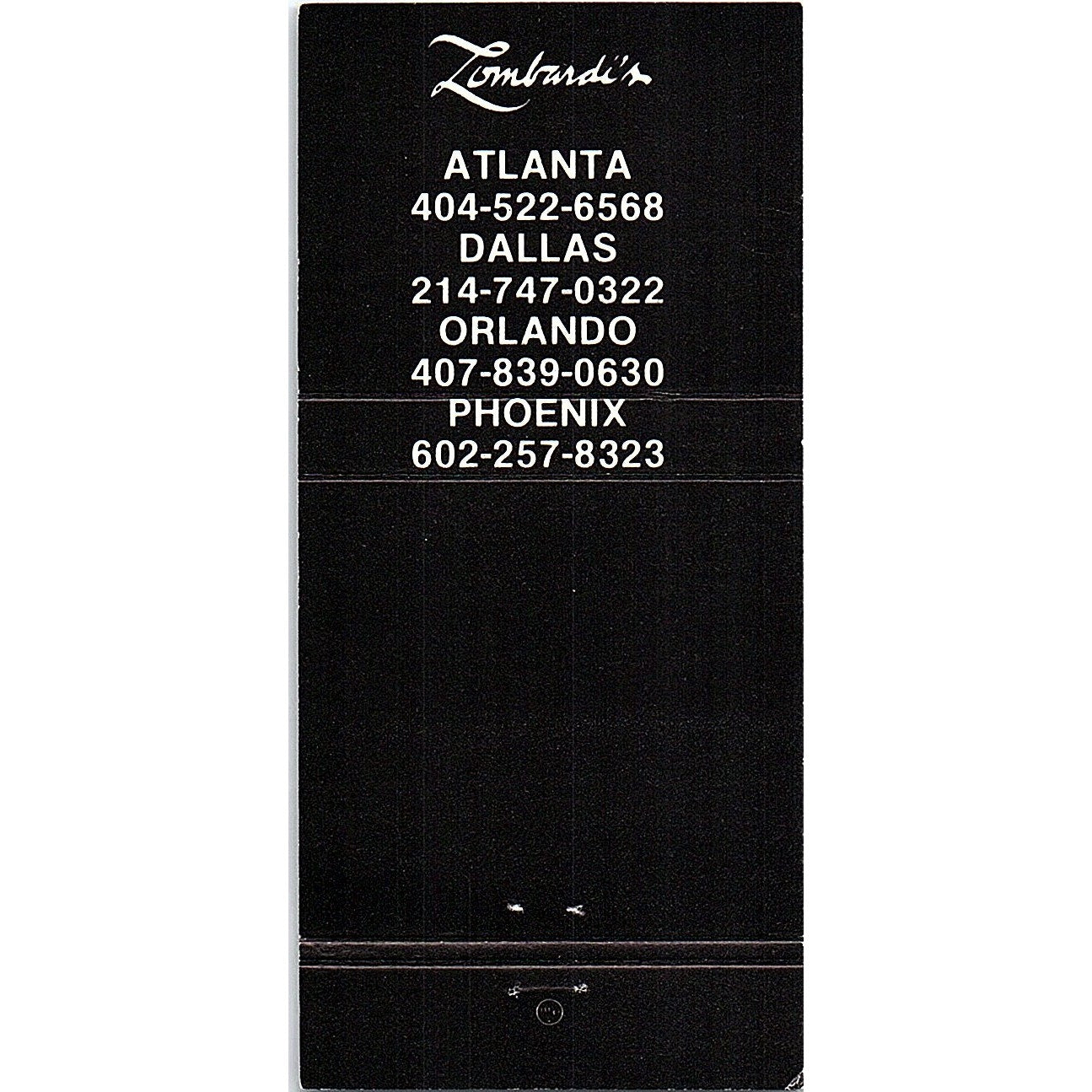 Lombardis in the West End Dallas Texas Vintage Matchbook TB6-MB2-8