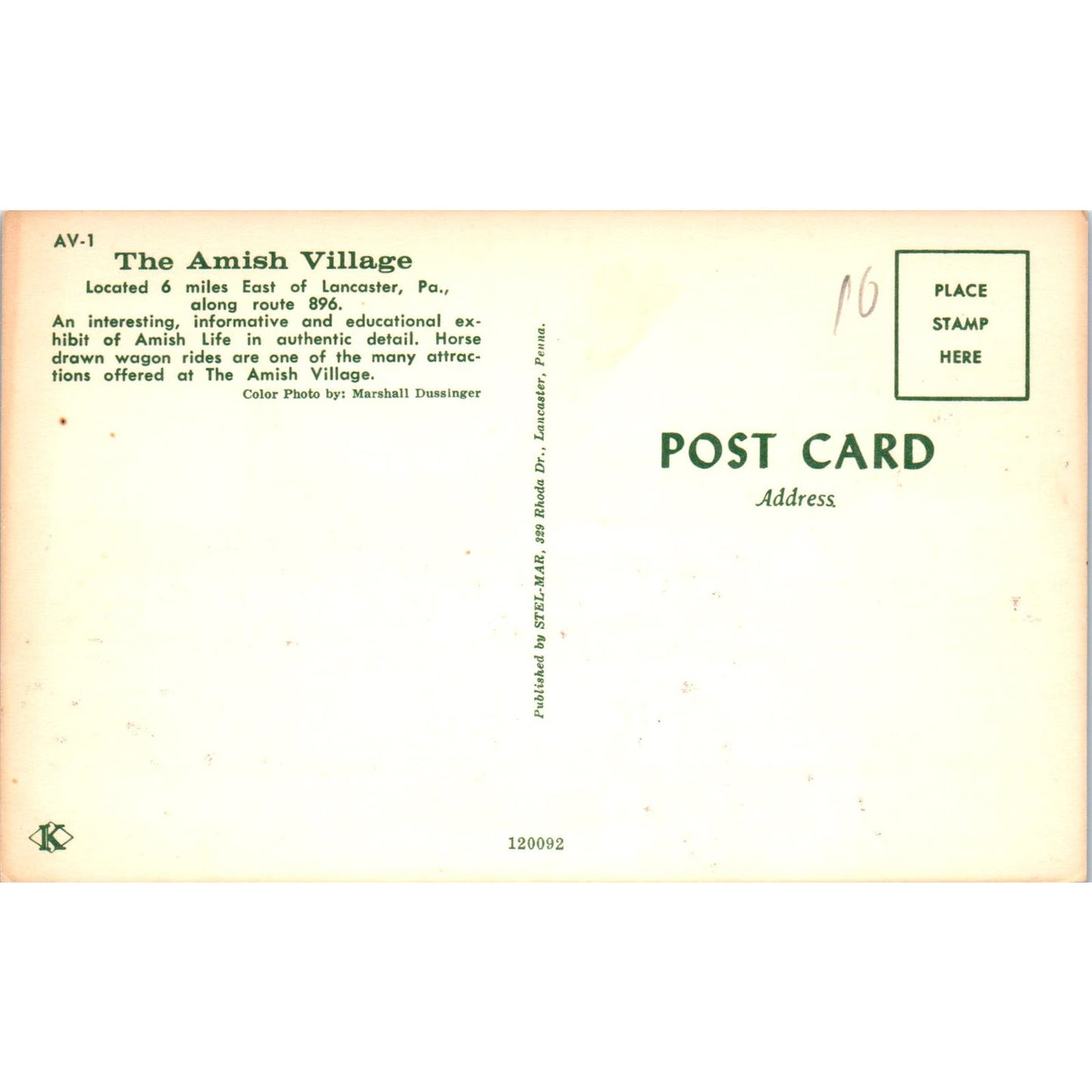 Plain & Fancy Farm Kitchen Amish Pennsylvania Dutch Country Postcard PD7