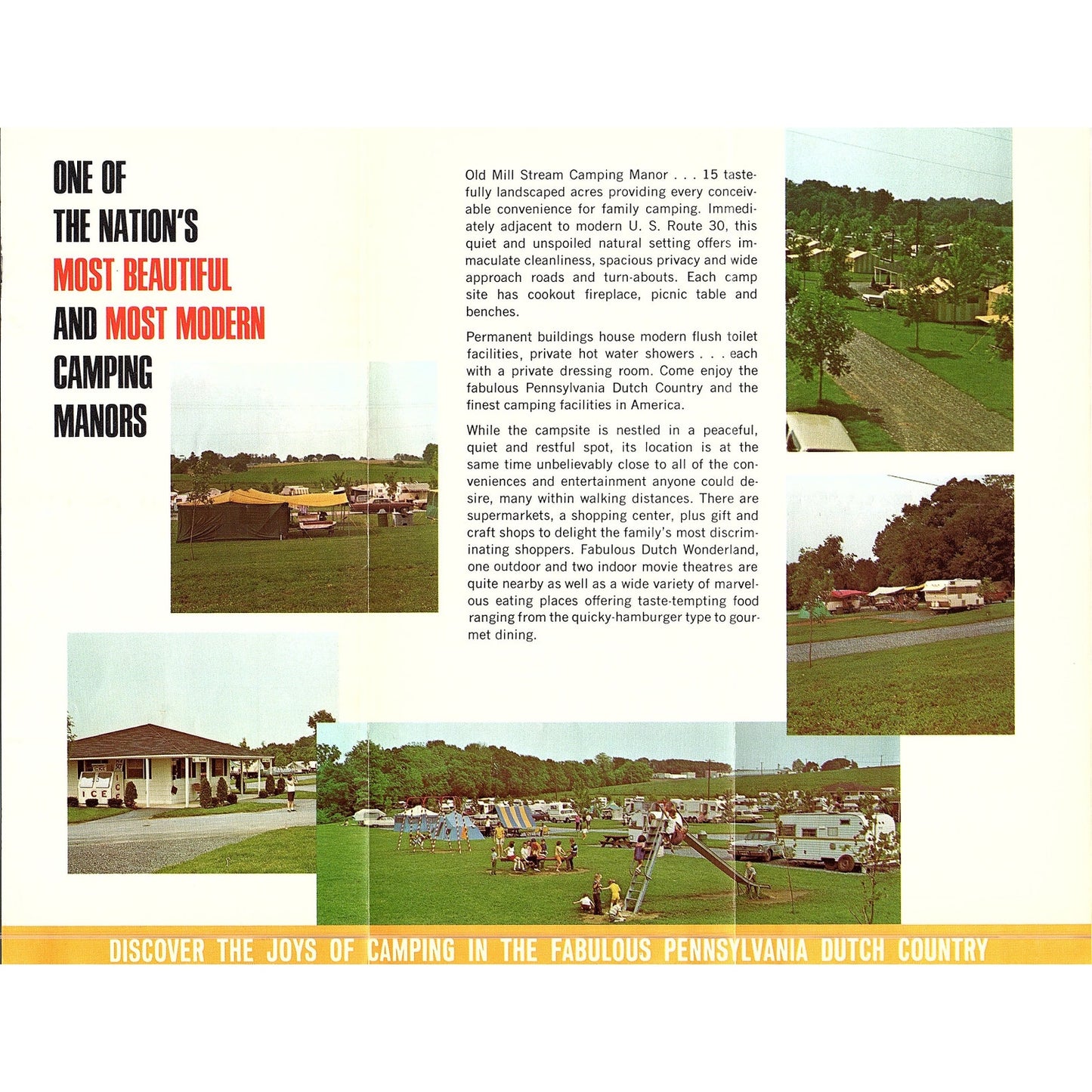 Old Mill Stream Camping Manor Lancaster PA Vintage Travel Brochure TH2-OP5