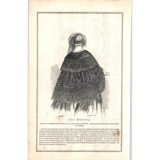 The Medora Lady's Fashion Plate 1857 Original Engraving D19-1