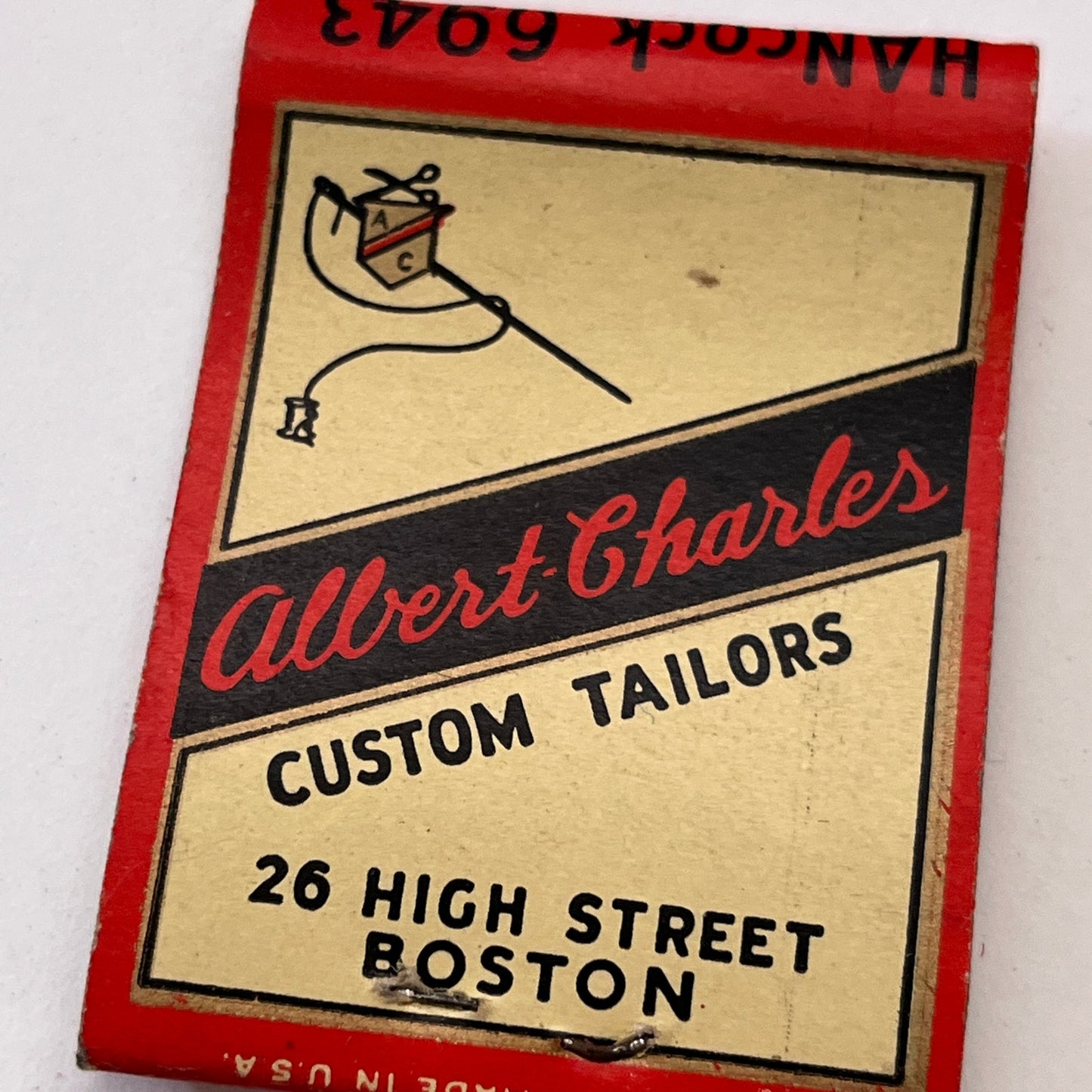Albert Charles Custom Tailors 26 High St Boston Vtg Matchbook Cover TB8-MB3-2