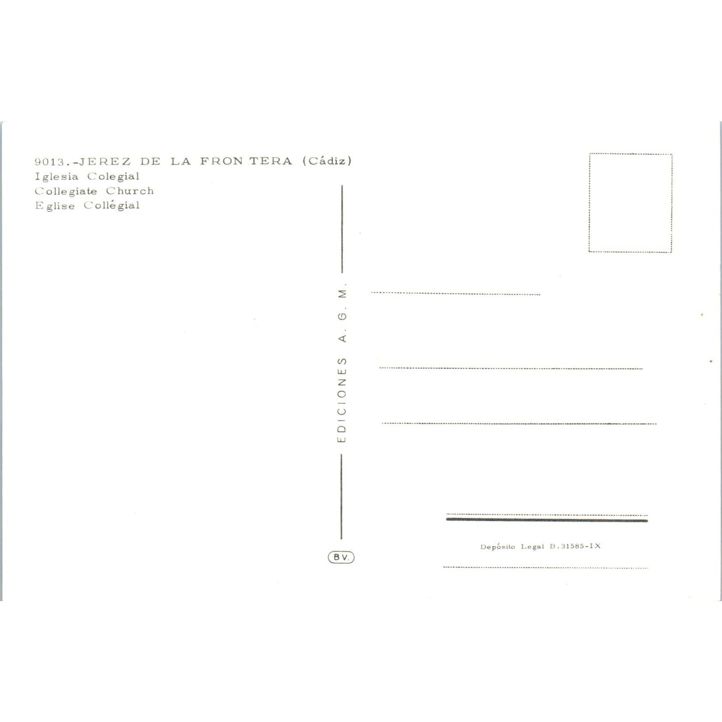 Jerez De La Frontera Cadiz Iglesia Colegial Vintage Postcard PD1