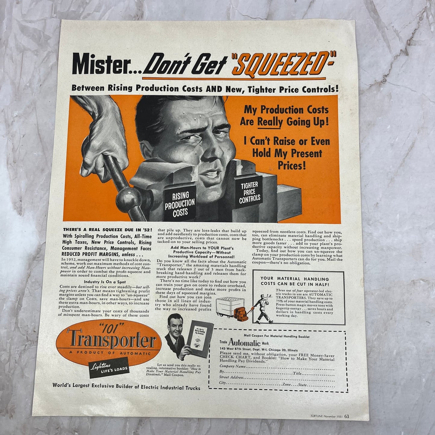 101 Transporter Automatic Products Chicago 1951 Magazine Ad FL6-10