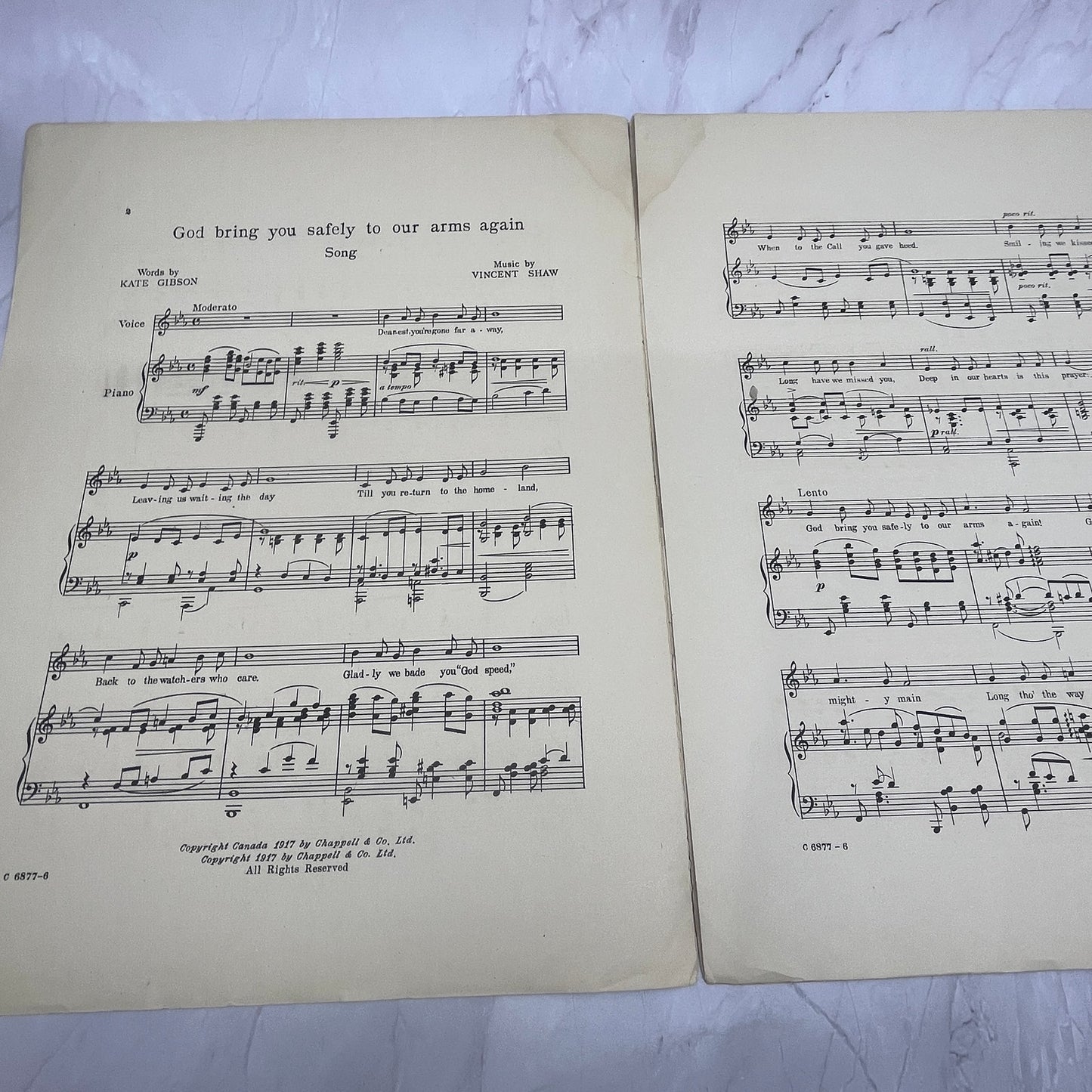 God Bring You Safely To Our Arms Again Vincent Shaw WWI 1917 Sheet Music V15