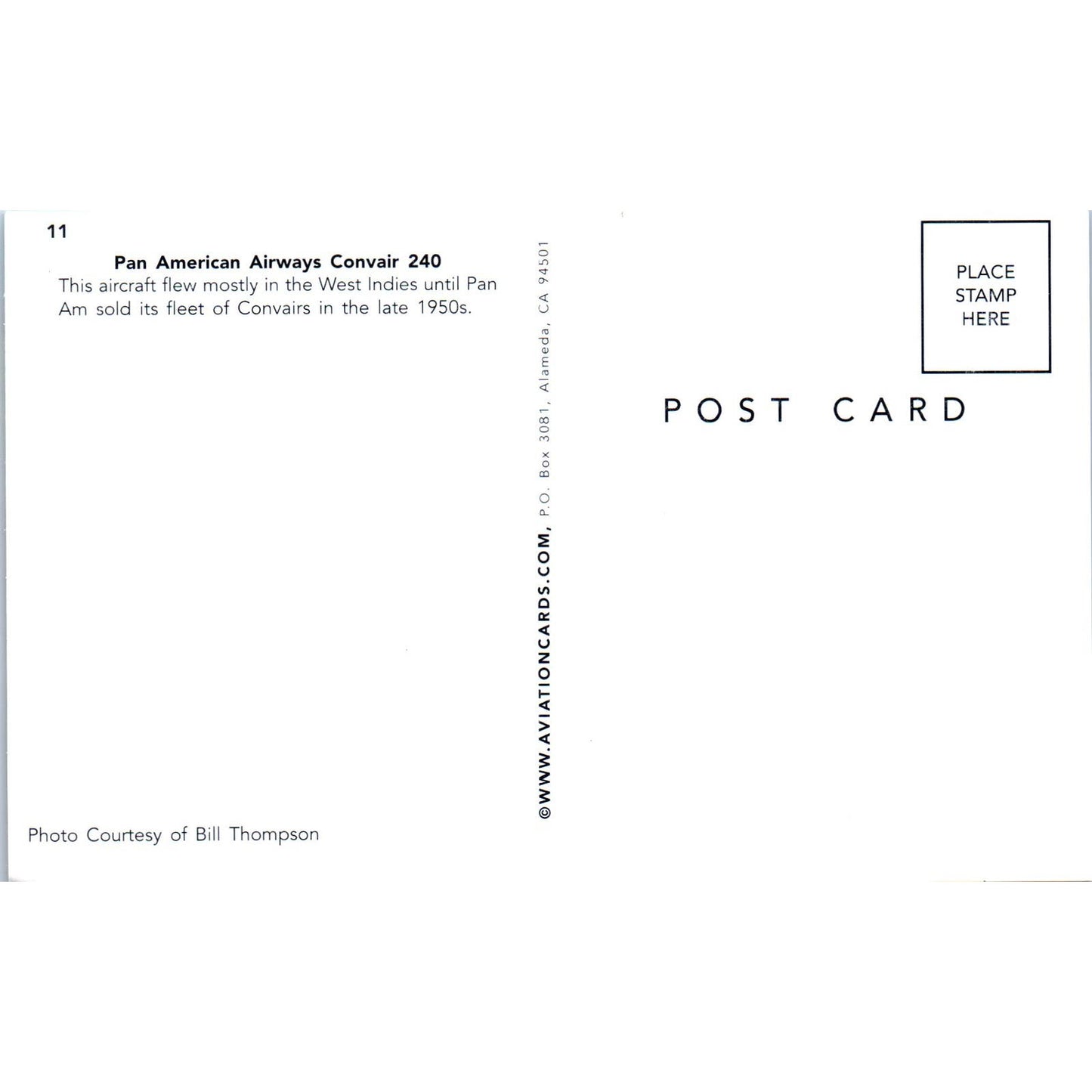Pan American Airways Convair 240 Vintage Postcard TG8-PC