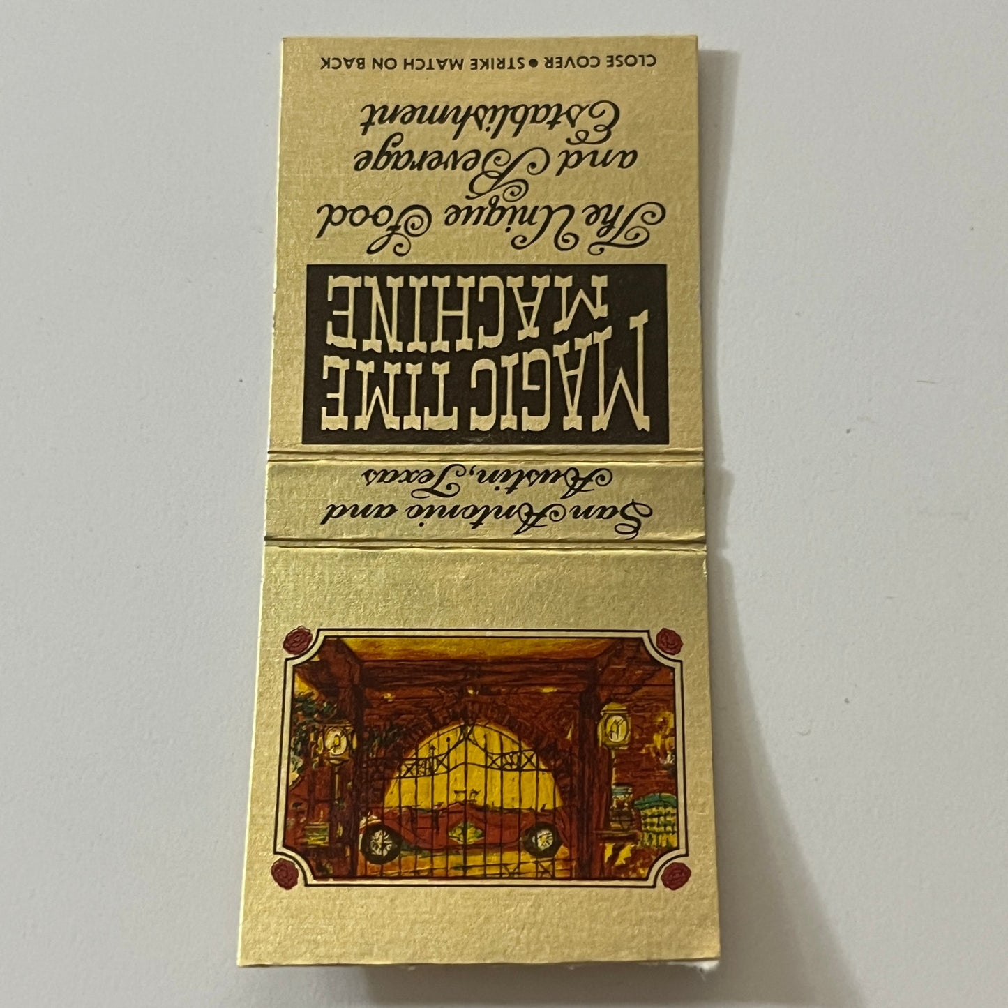 Magic Time Machine Restaurant San Antonio Austin TX Vintage Matchbook TB6-MB2-11