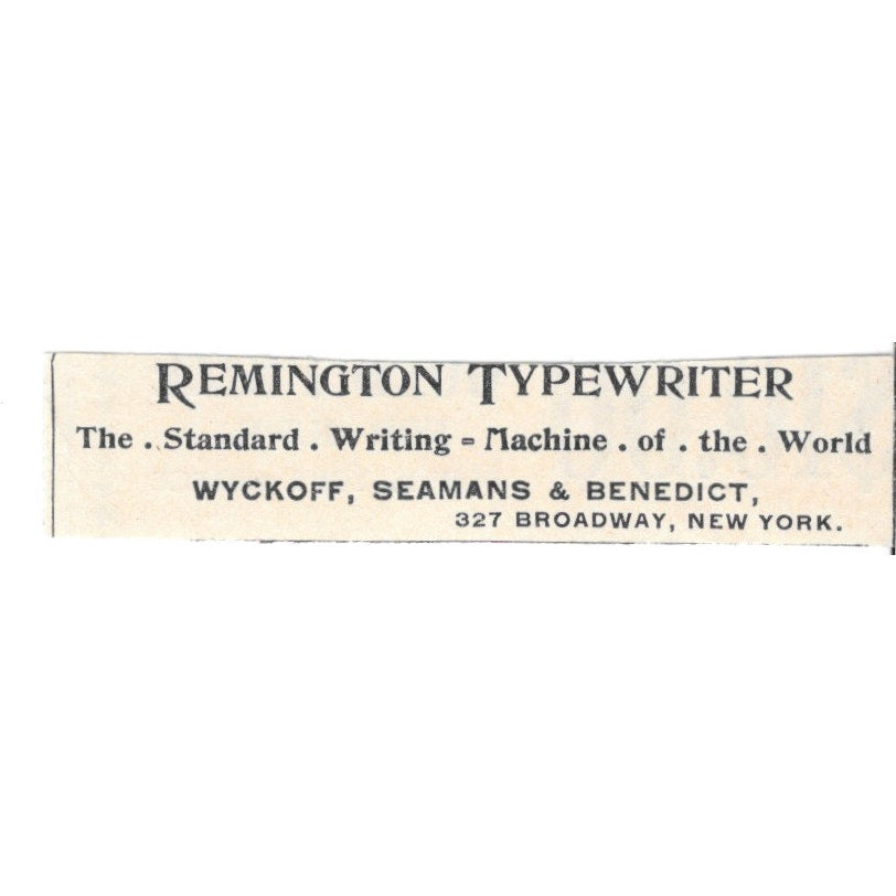 Remington Typewriter Wyckoff, Seamans & Benedict NY 1894 Ad AK6-S7