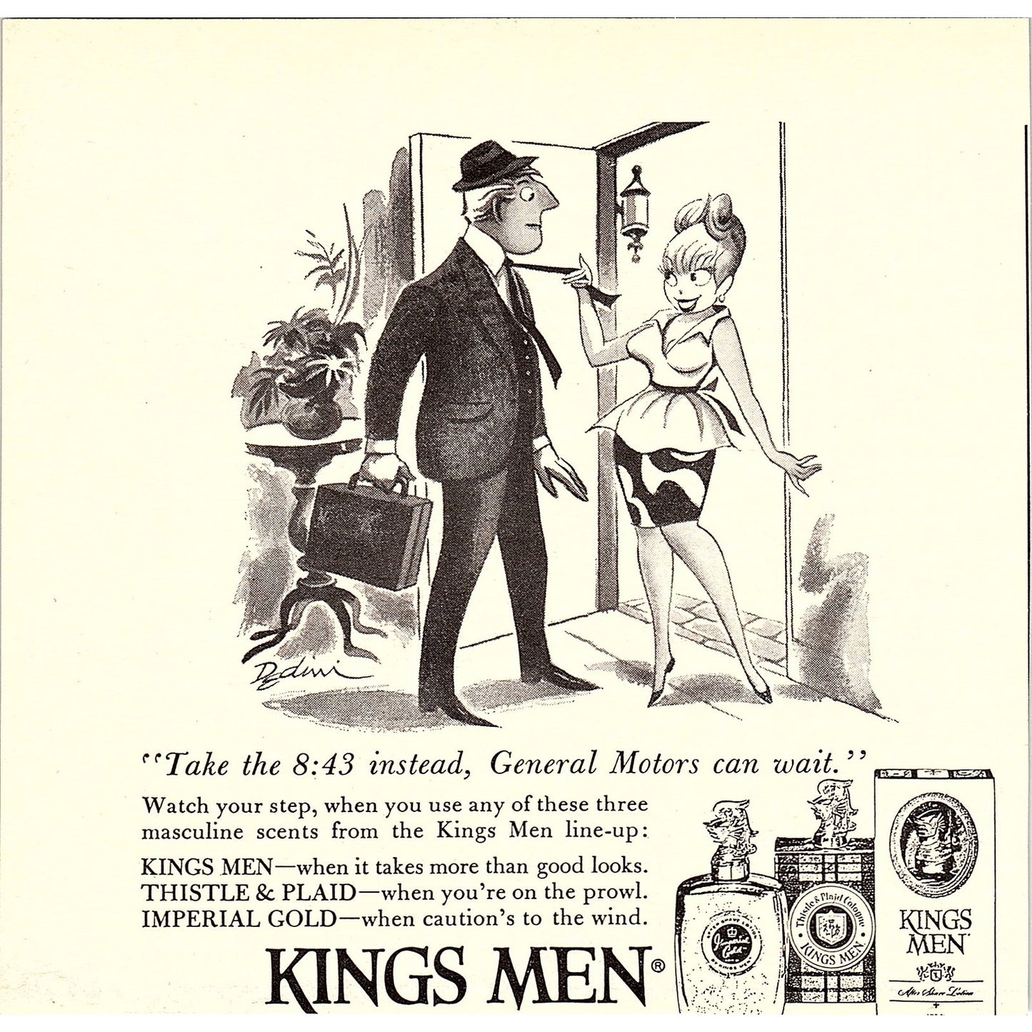 Kings Men Cologne Dedim Cartoon 1967 Ad AG2-H1