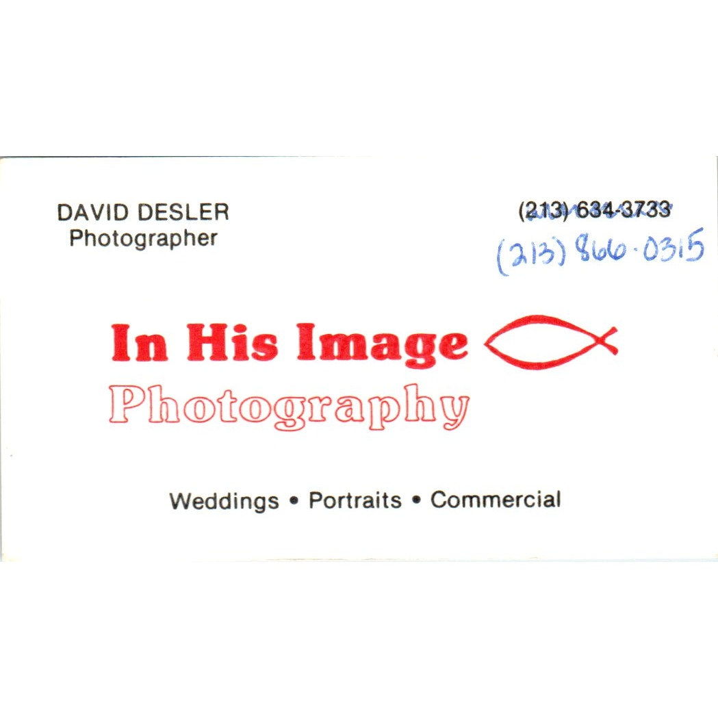 In His Image Photography David Desler Long Beach Vintage Business Card SD8-B18