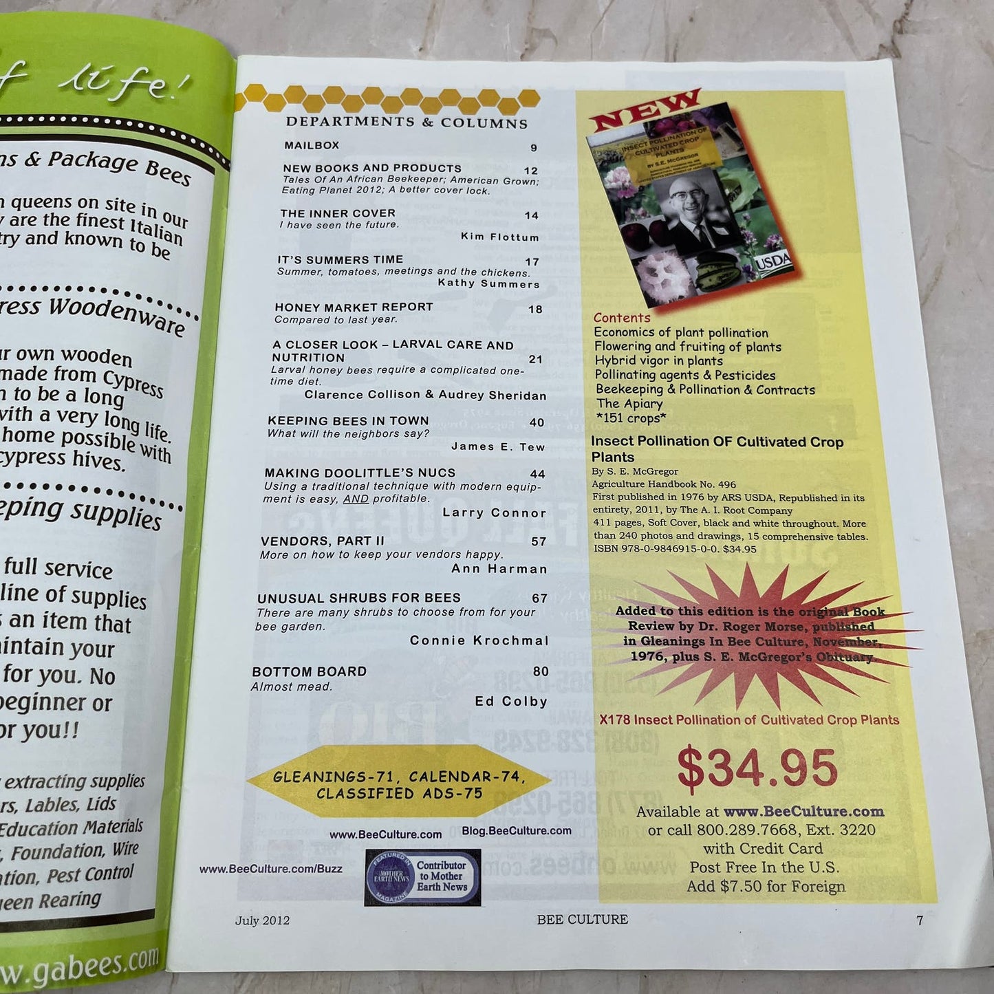 2012 July Bee Culture Magazine Bees Beekeeping Honey M8