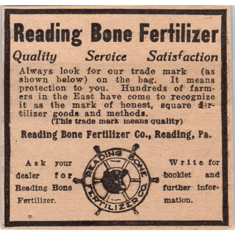 Reading Bone Fertilizer Co Reading PA 1922 Magazine Ad AF2-S8