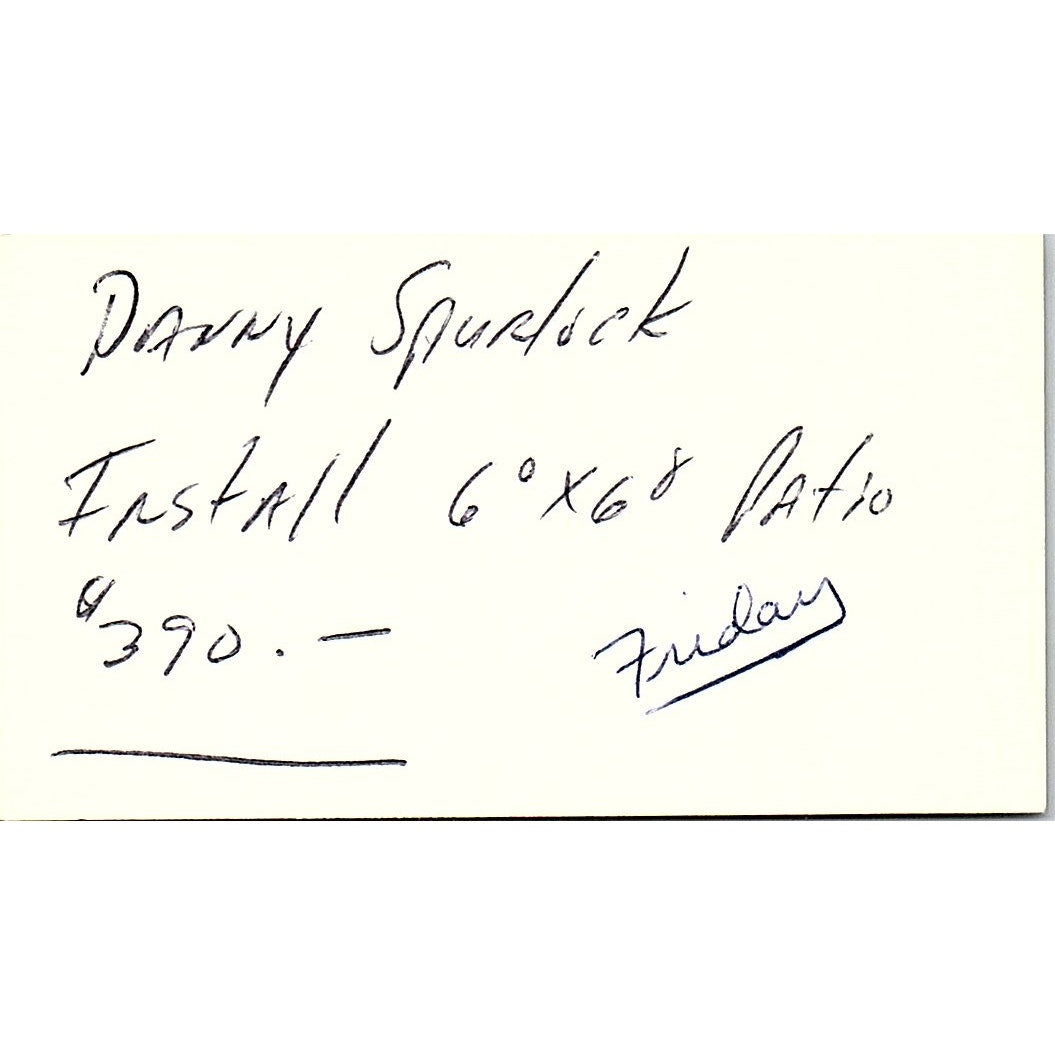 Danny Spurlock D&G Construction Vintage Business Card SD9-B3