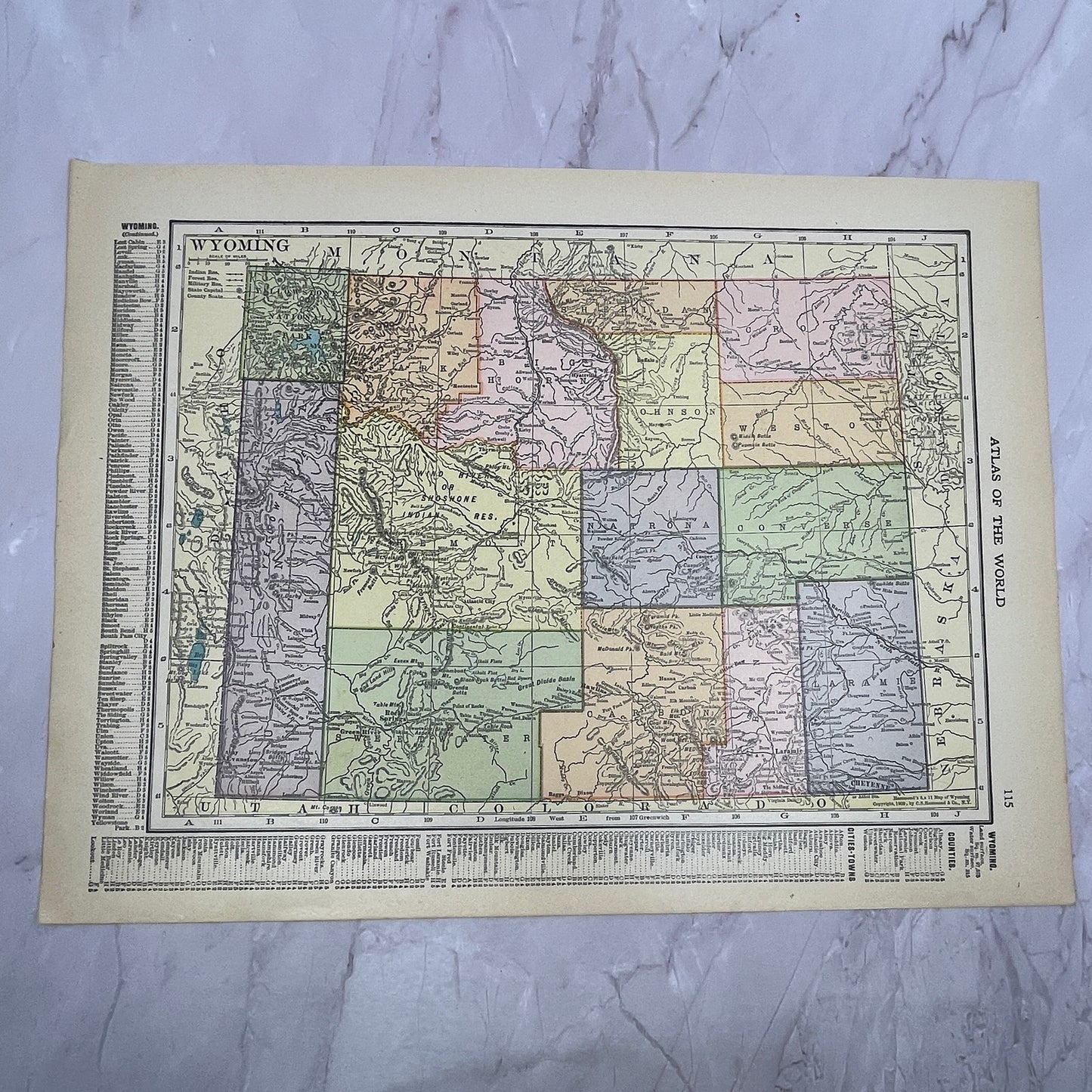 Map of Utah, Wyoming Double Sided 1910 Print V14-7