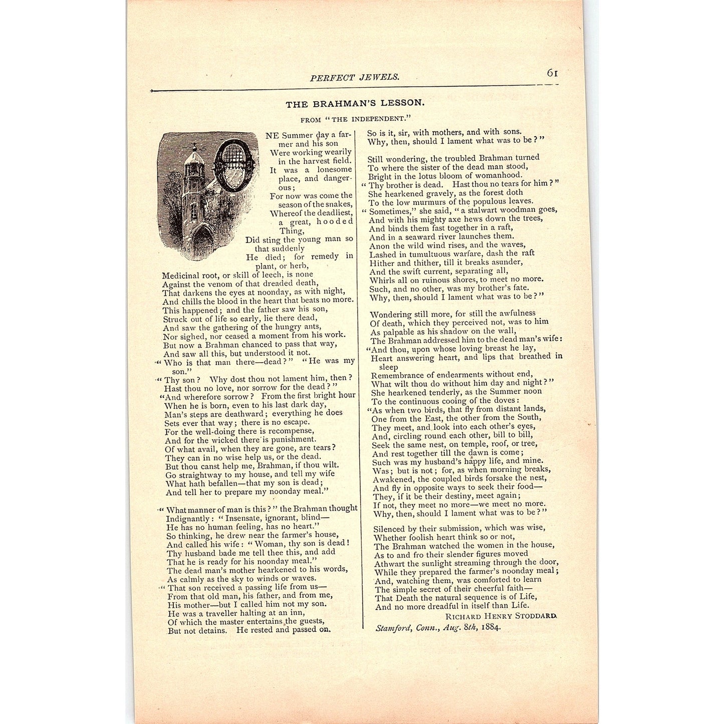 The Brahman's Lesson Richard Henry Stoddard 1884 Poem TA5-CJ-3