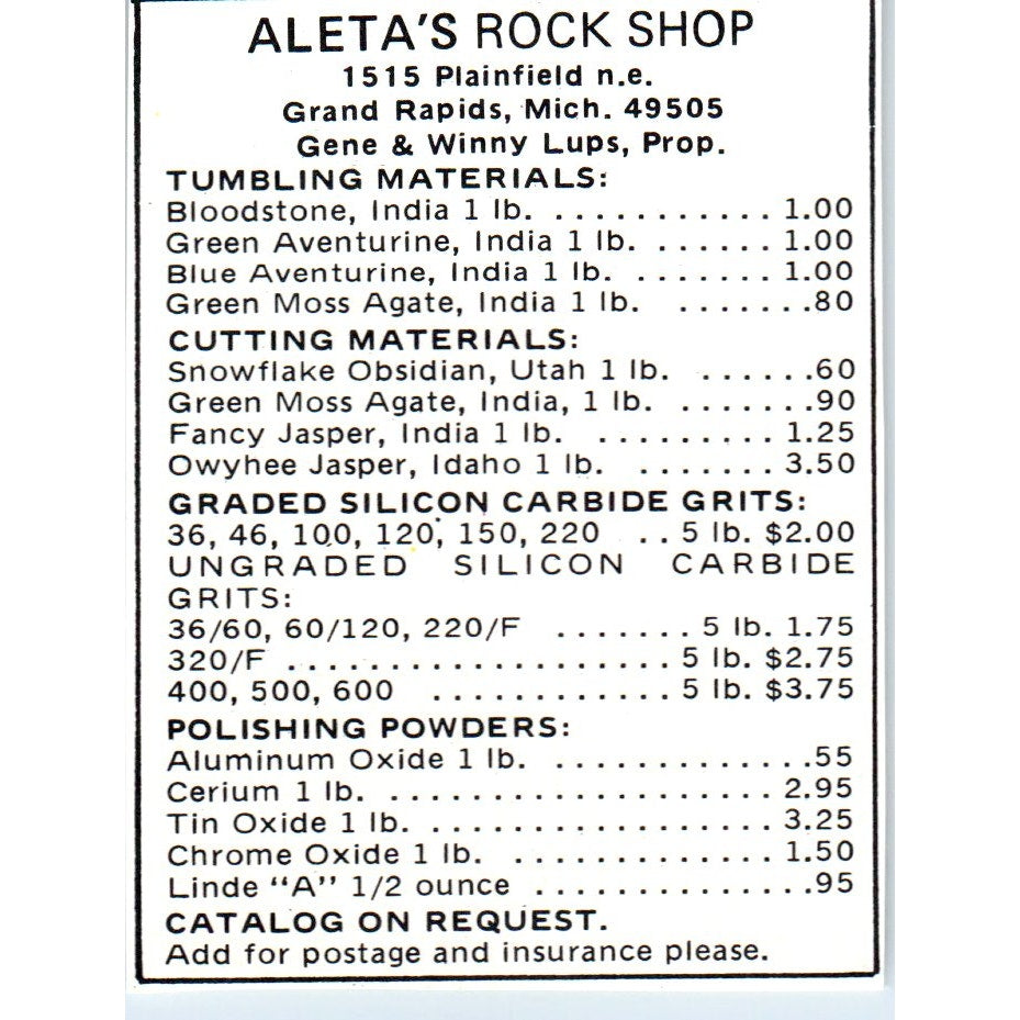 Aleta's Rock Shop Grand Rapids Michigan 1971 Magazine Ad AD8-R9