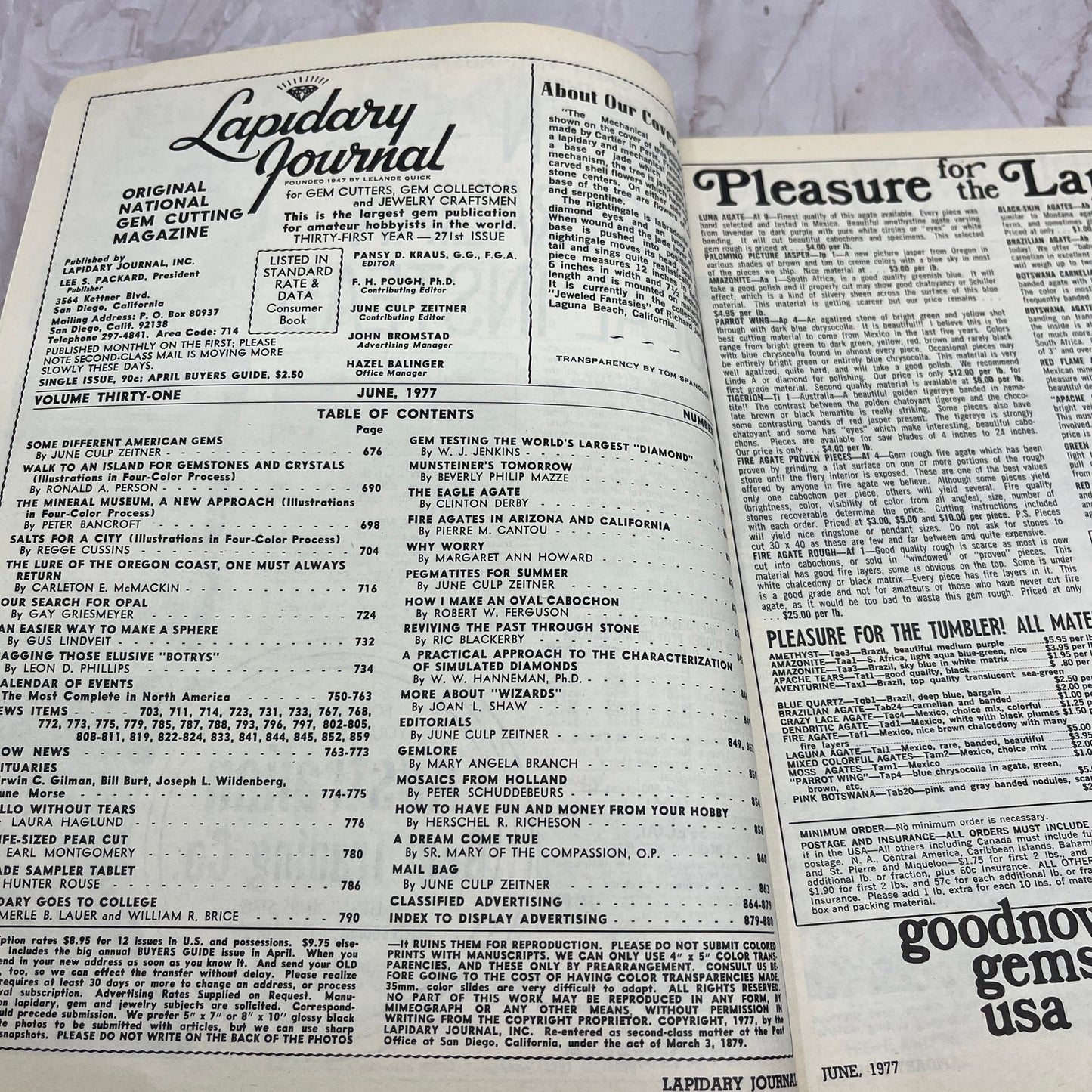 The Mechanical Nightingale - Lapidary Journal Magazine - Jun 1977 M25