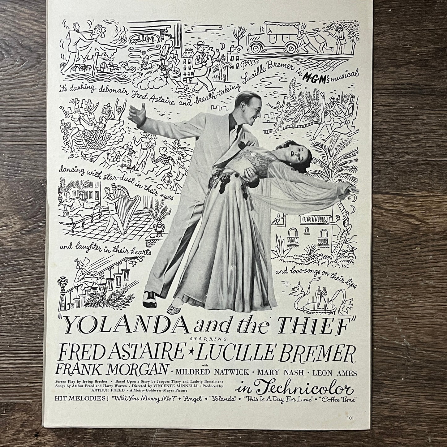 Yolanda and the Thief Fred Astaire Lucille Bremer Motion Picture Ad 10x14 V7