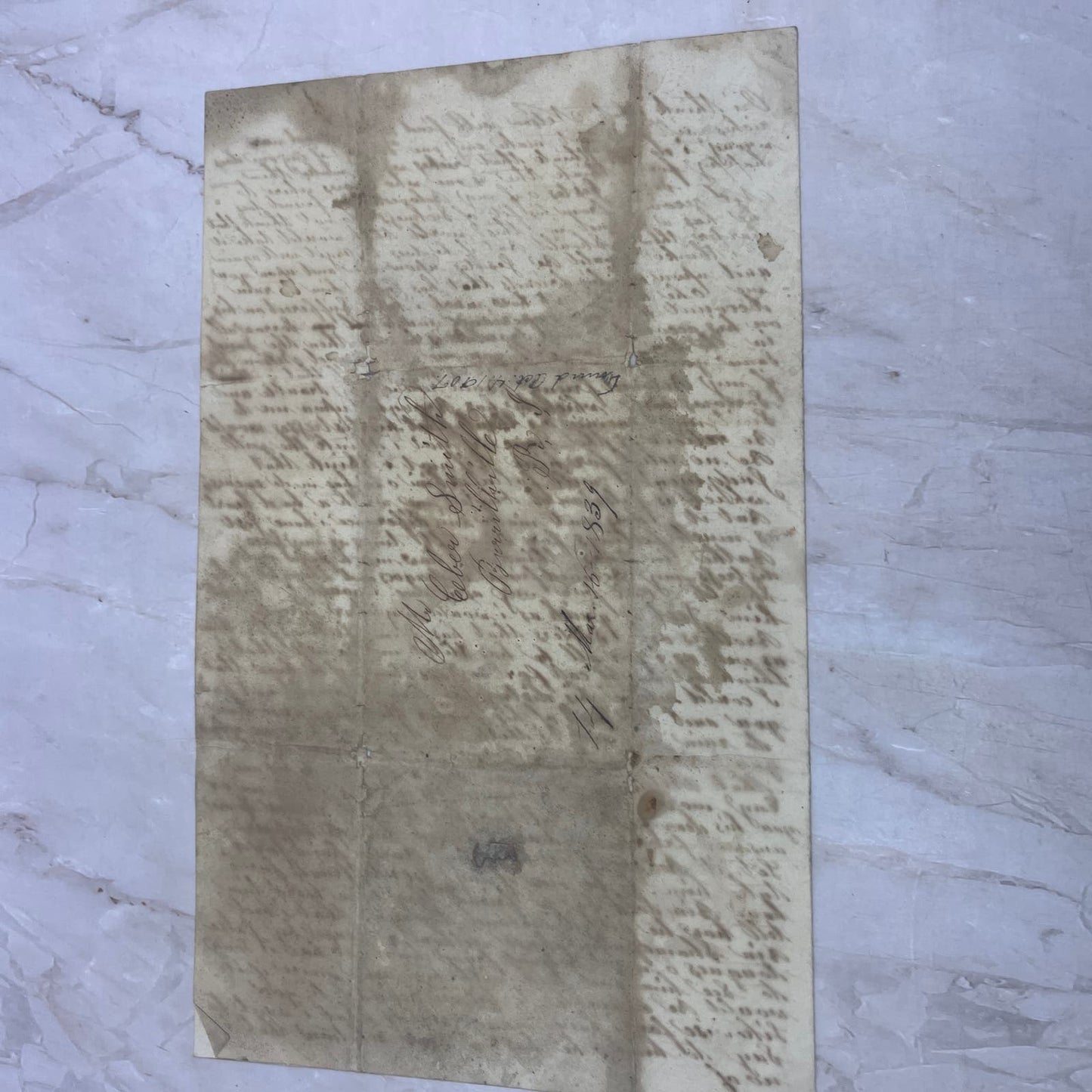 1839 Handwritten Threatening Letter to Mr. Eber Smith Burrillville RI AE6