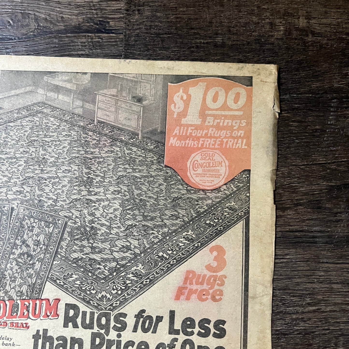 Congoleum Gold Seal Rugs Spiegel, May, Stern Co Vintage Magazine Ad 10x14 V7