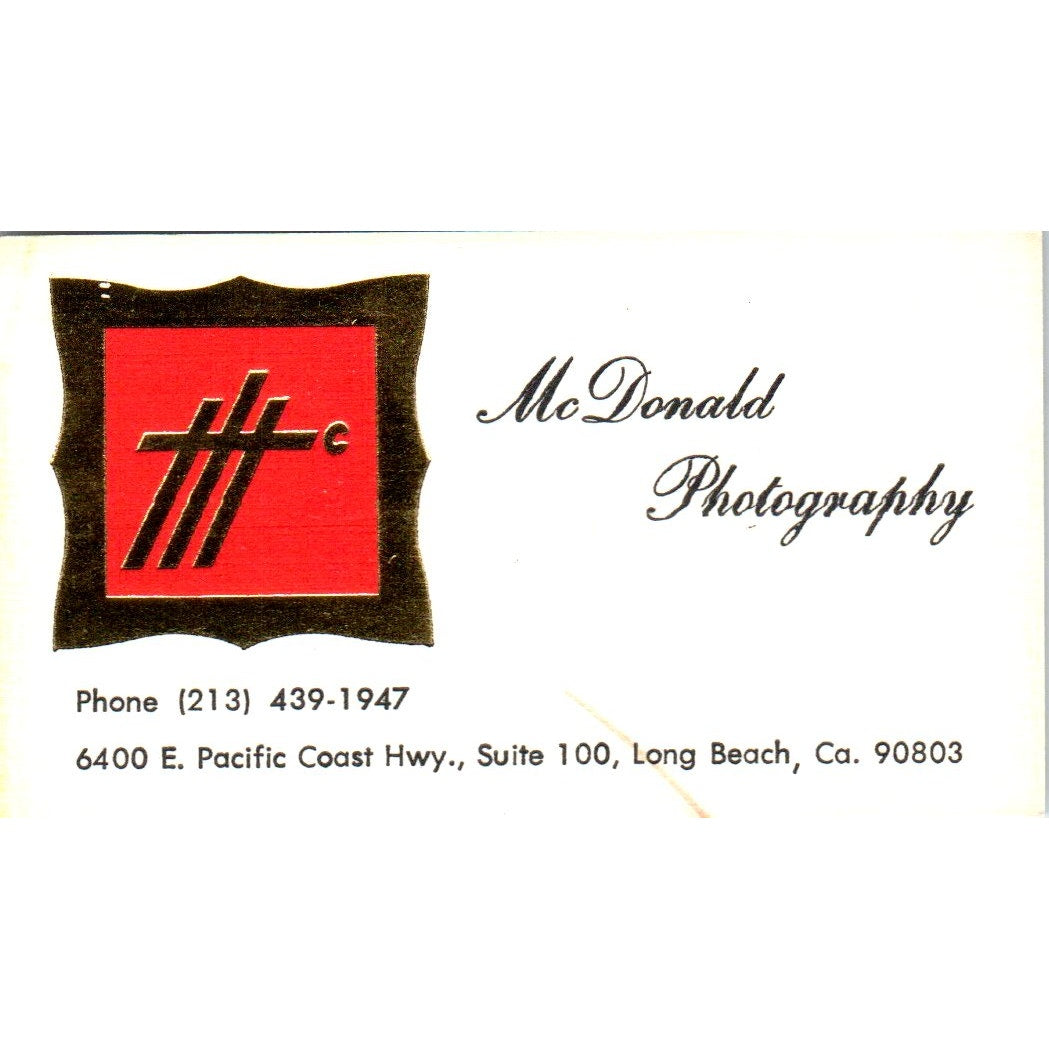 McDonald Photography Long Beach CA Vintage Business Card SD8-B17