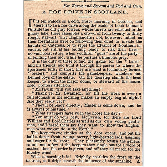 A Roe Drive in Scotland Loch Lomond S.G. Colquhoun 2 Pages 1878 Article AG2-7
